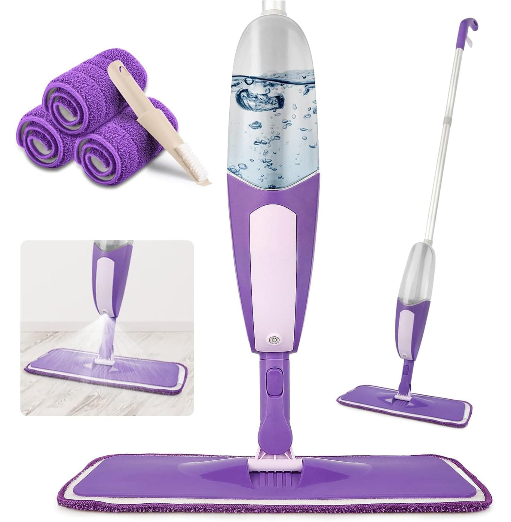 Spray Mops for Cleaning Floors - Microfibre Floor Mop with 3PCS Washable Pads 550ML Refillable Bottle Kitchen Dust Dry Wet Mop for Cleaning Hardwood Laminate Wood Ceramic Tiles