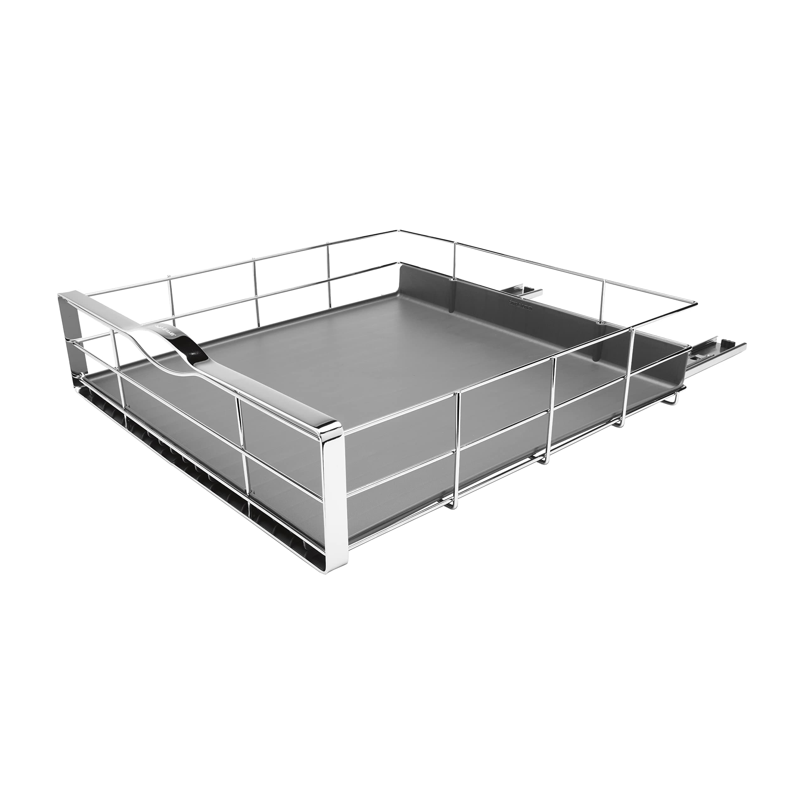 simplehuman KT1120 50.2cm Pull-Out Kitchen Cupboard Cabinet Organiser, Heavy Duty Sliding Shelf Storage, Holds up to 9kg, Easy to Install, Grey Plastic with Heavy-Gauge Steel Frame