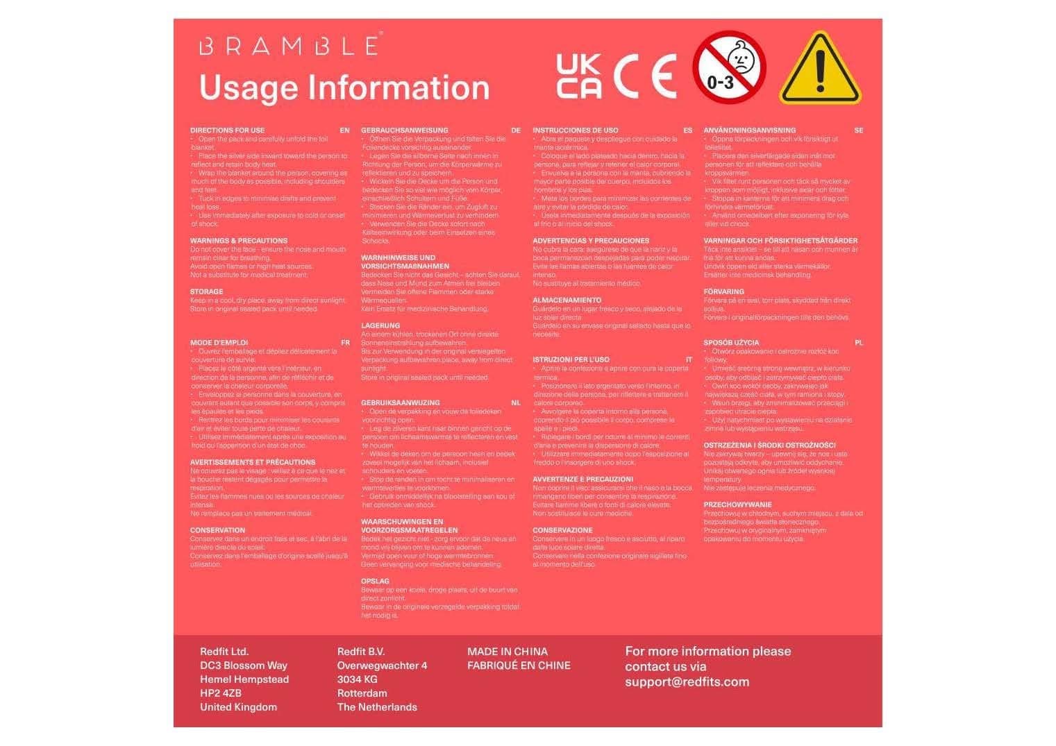 Bramble 10 Pack Extra Large Foil Mylar Emergency Blankets for Survival 83x63, Heat Reflective Thermal Space Blanket, Emergency Foil Blanket for Camping, Outdoor, First Aid