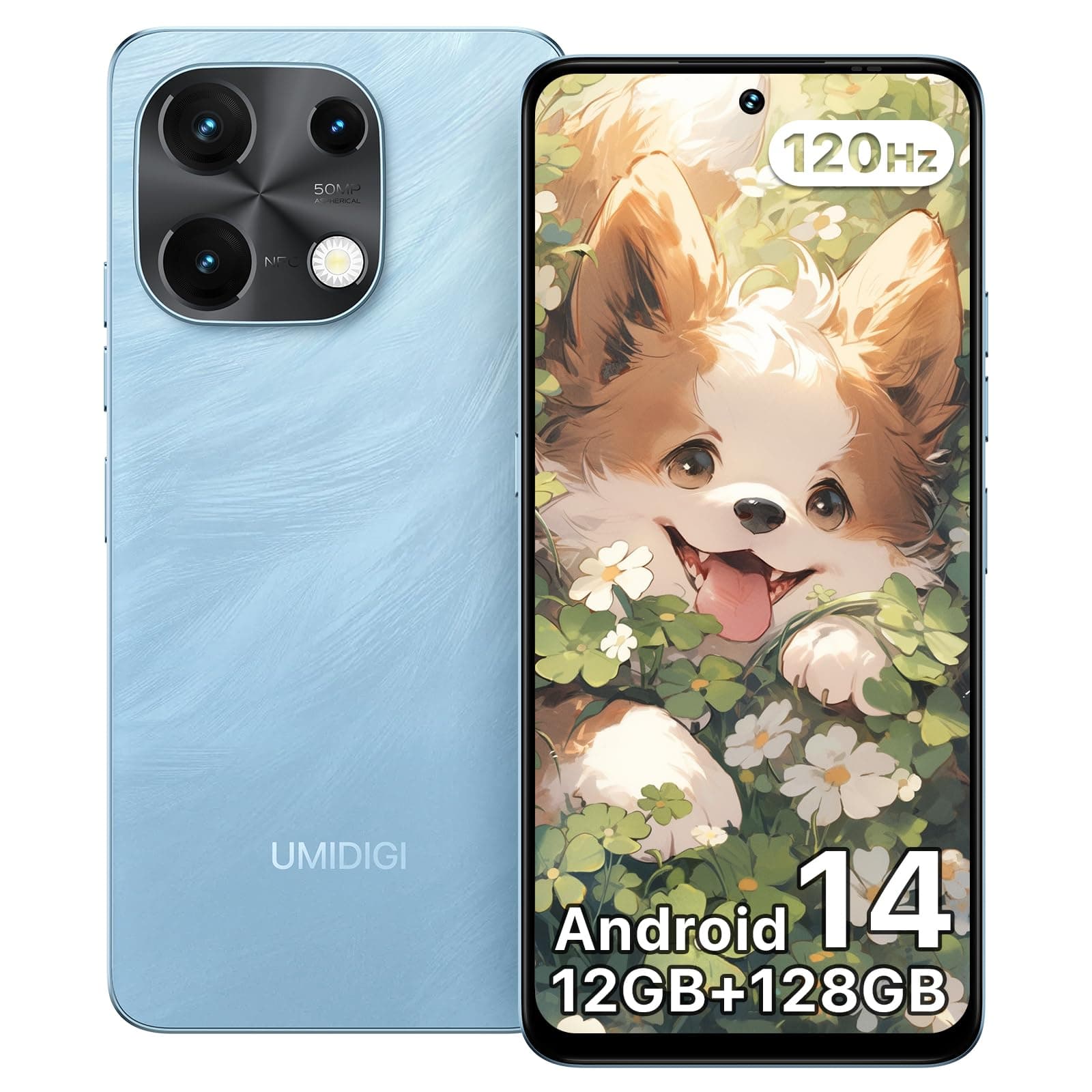 UMIDIGI Note100 Sim-free Smartphone Body, 120Hz Refresh Rate, Android 14, Smartphones, 12 GB RAM + 128 GB ROM/1TB Extendable, 4G Dual SIM Smartphones, Face Authentication, Fingerprint Authentication