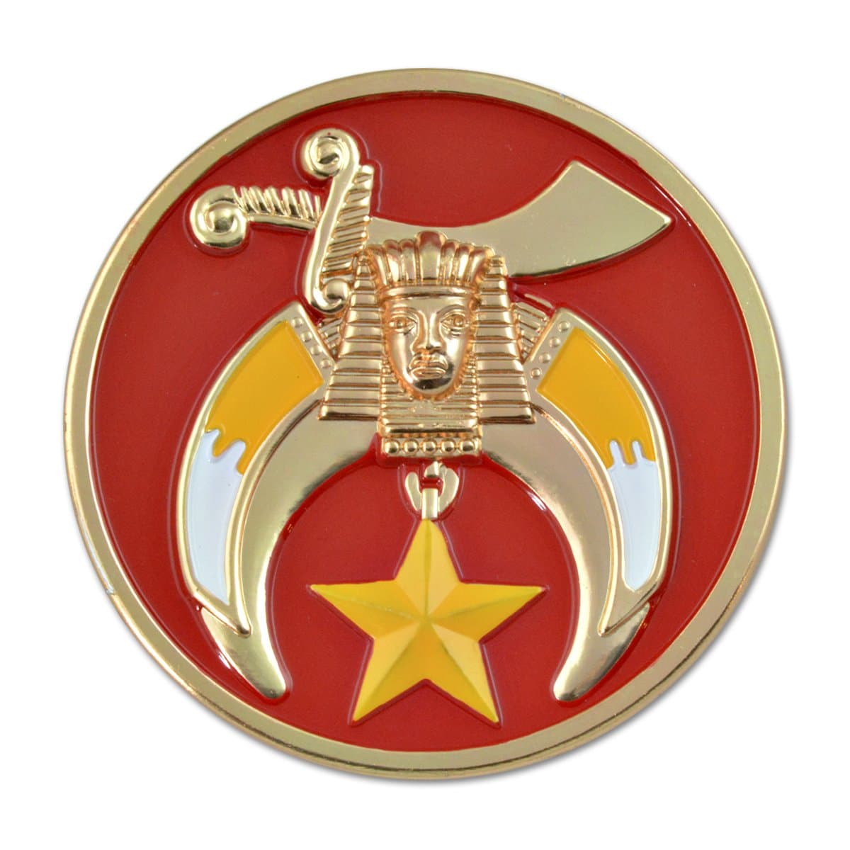 The Masonic Exchange Shriner Round Red Car Auto Emblem - 3" Diameter