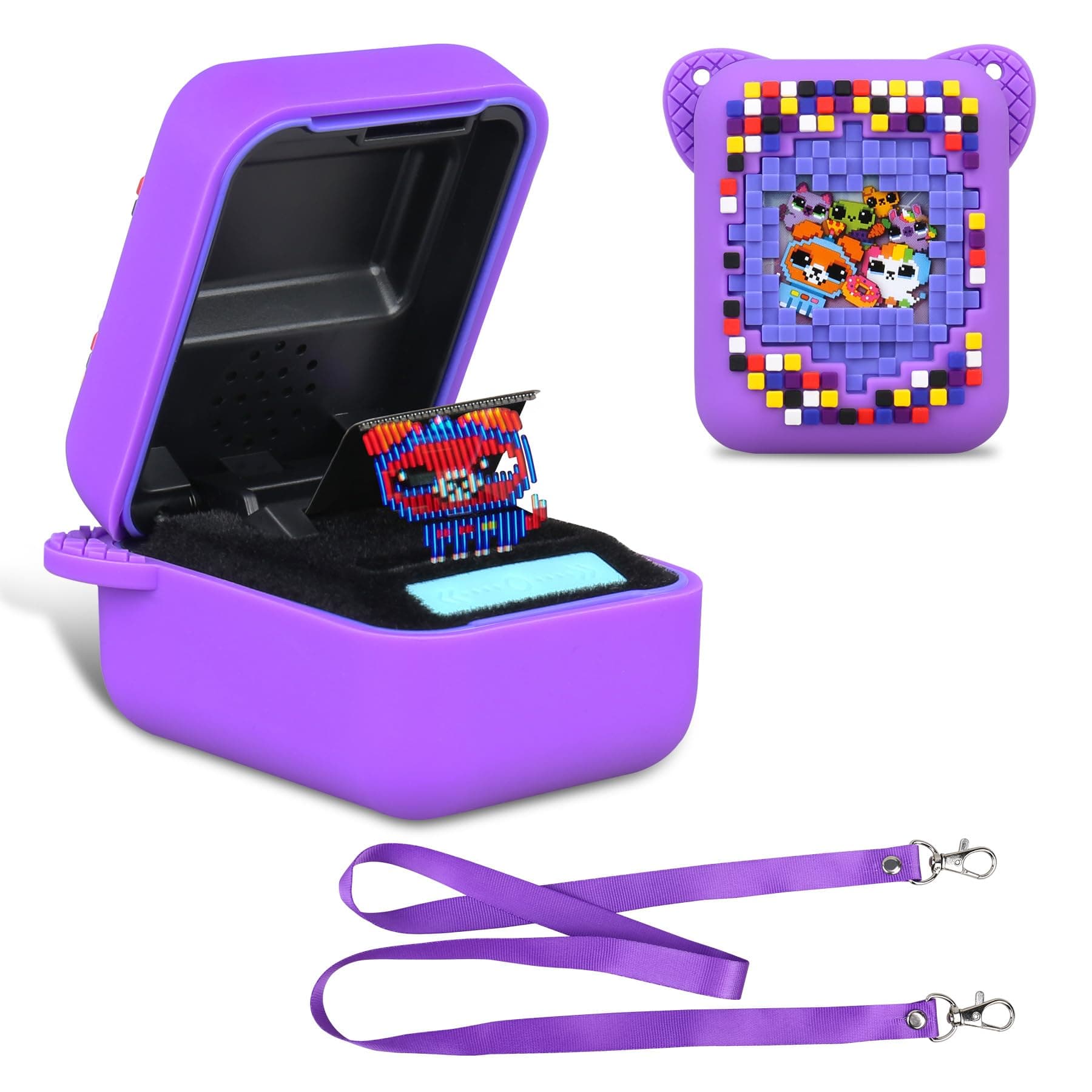 BOVKE Silicone Cover Case for Bitzee Interactive Toy Digital Pet with 15 Animals Inside, Bitzee Orginal Digital Pet Protective Skin Sleeve for Bitzee Virtual Electronic Pets Kids Toys, Purple