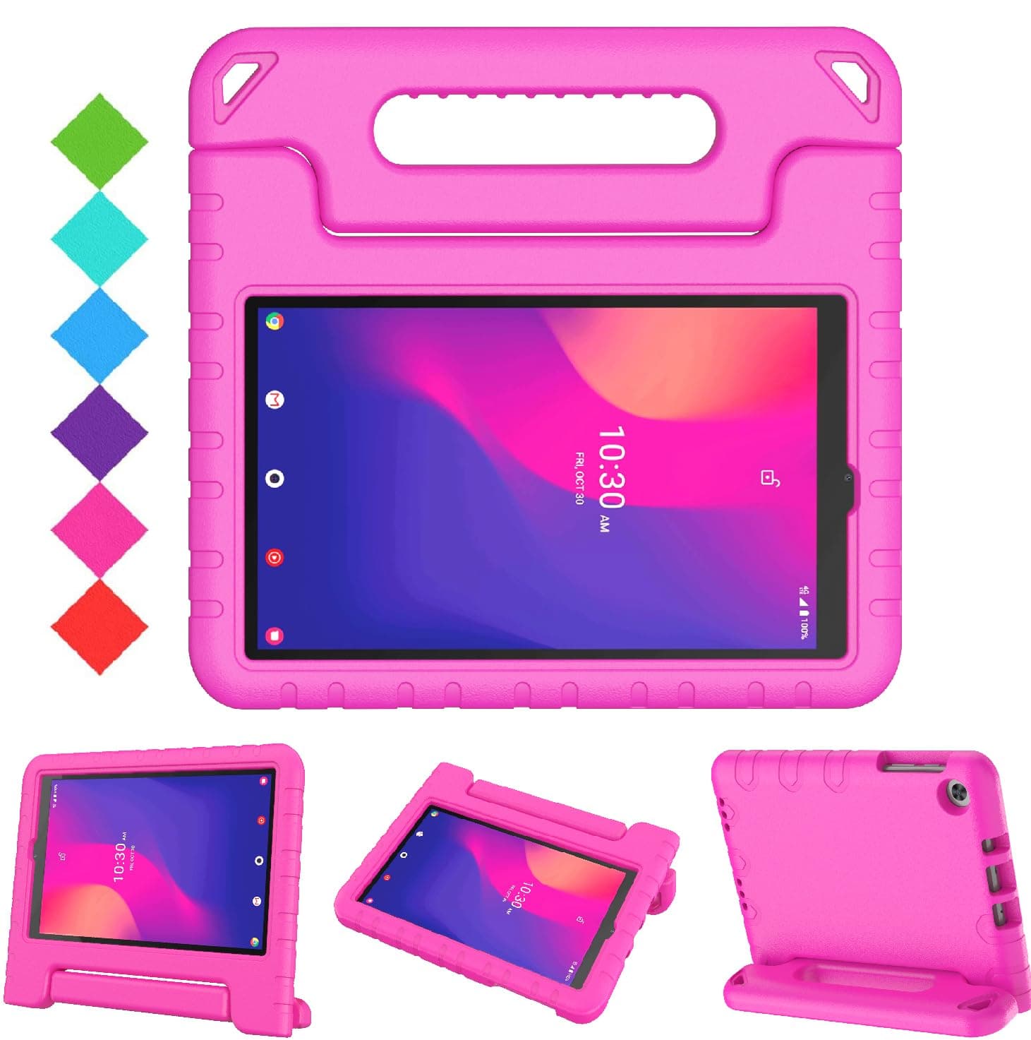 BMOUO Alcatel Joy Tab 2 Case for Kids, Convertible Handle Stand Kids Case for Metroby t-Mobile Alcatel Joy Tab 2 8 inch 2020 Tablet (Model 9032Z) - Rose