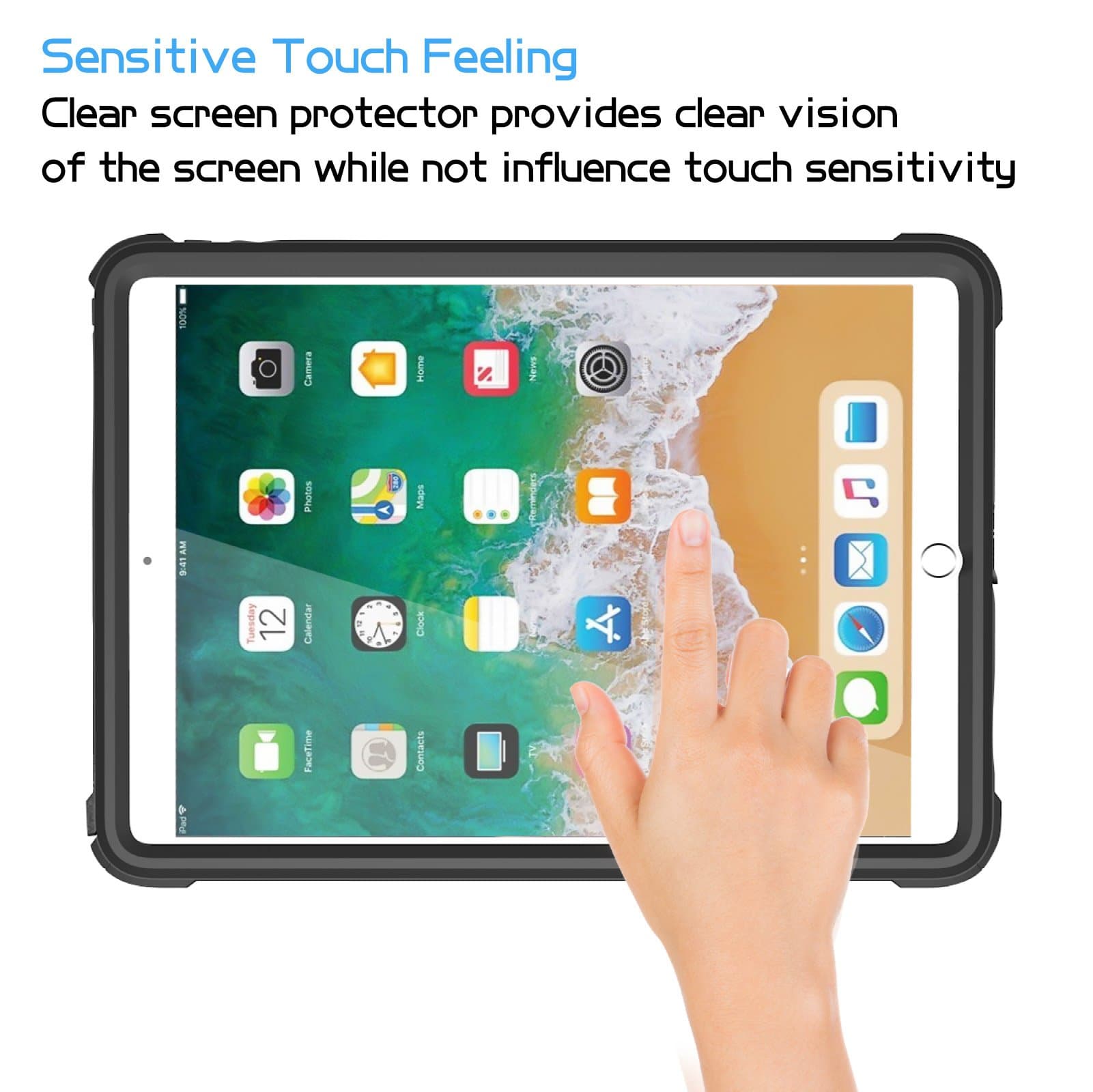 iPad Pro 10.5 Waterproof Case. Lanwow Exclusive Rugged Design Full Body Protect Shockproof Transparent Cover with Lanyard Strap Built in Screen Protector Waterproof Case for iPad 10.5 inch