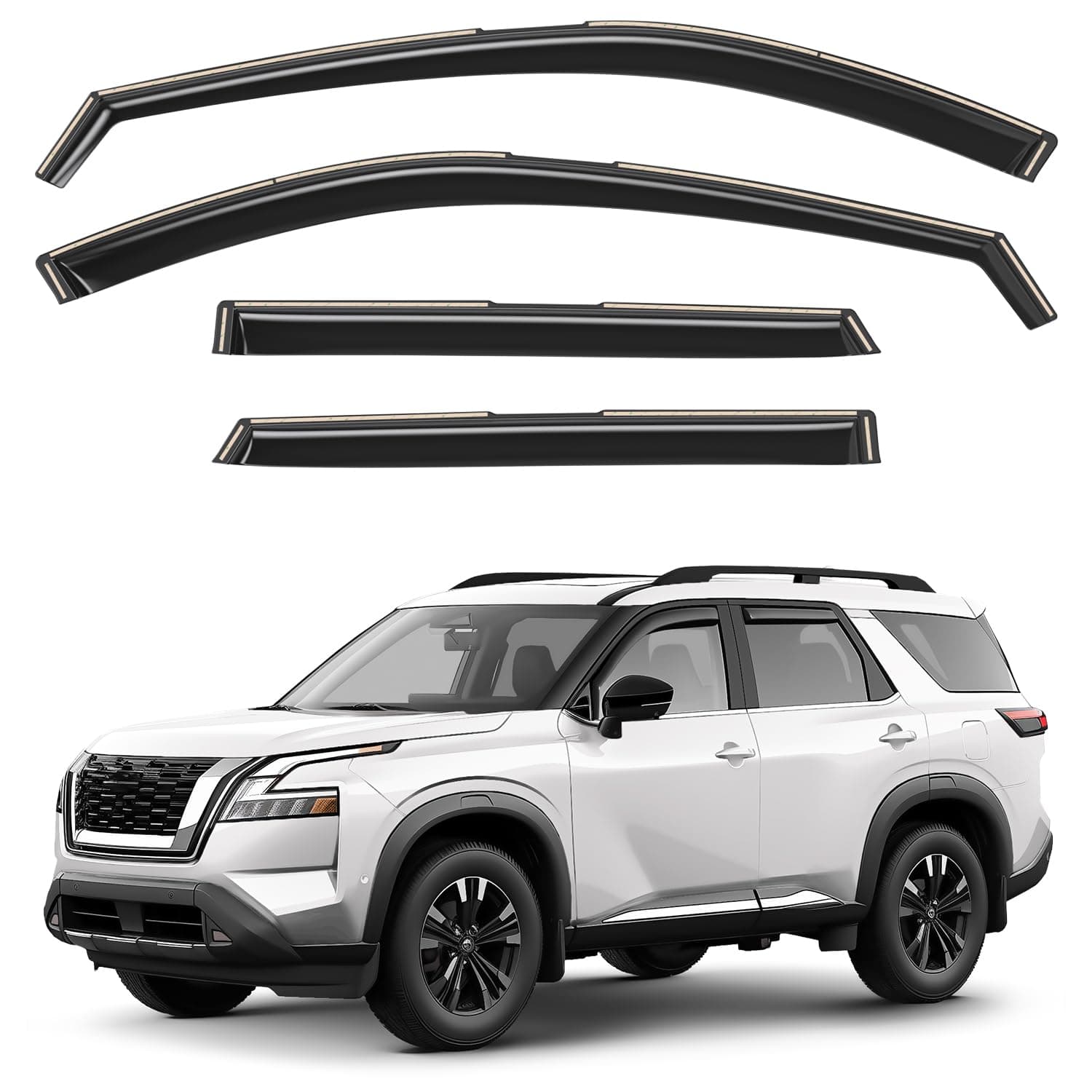 Window Deflectors Smoke Tinted in-Channel Side Window Vent Visor Deflectors Rain Guards Compatible with Nissan Pathfinder 2022-2026 - 4pcs. GW0848