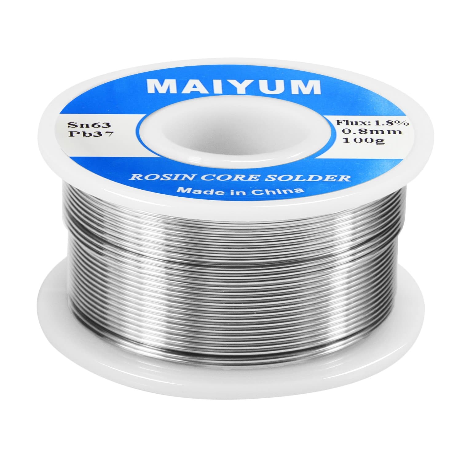 MAIYUM 63-37 Tin Lead Rosin Core Solder Wire for Electrical Soldering (0.8mm 100g)