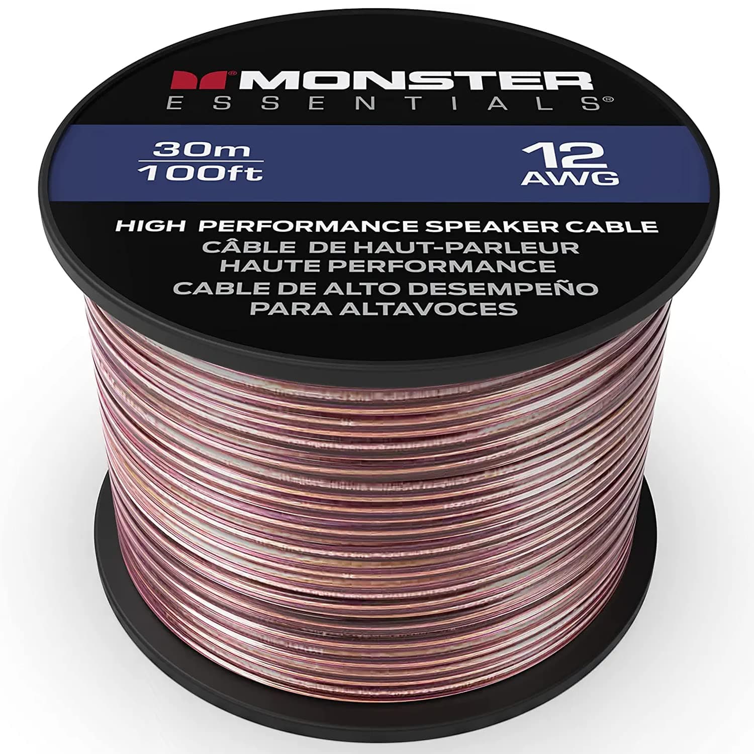 Monster XP Speaker Wire Copper Clad Aluminum Cable Spool, 12 AWG, 100 ft