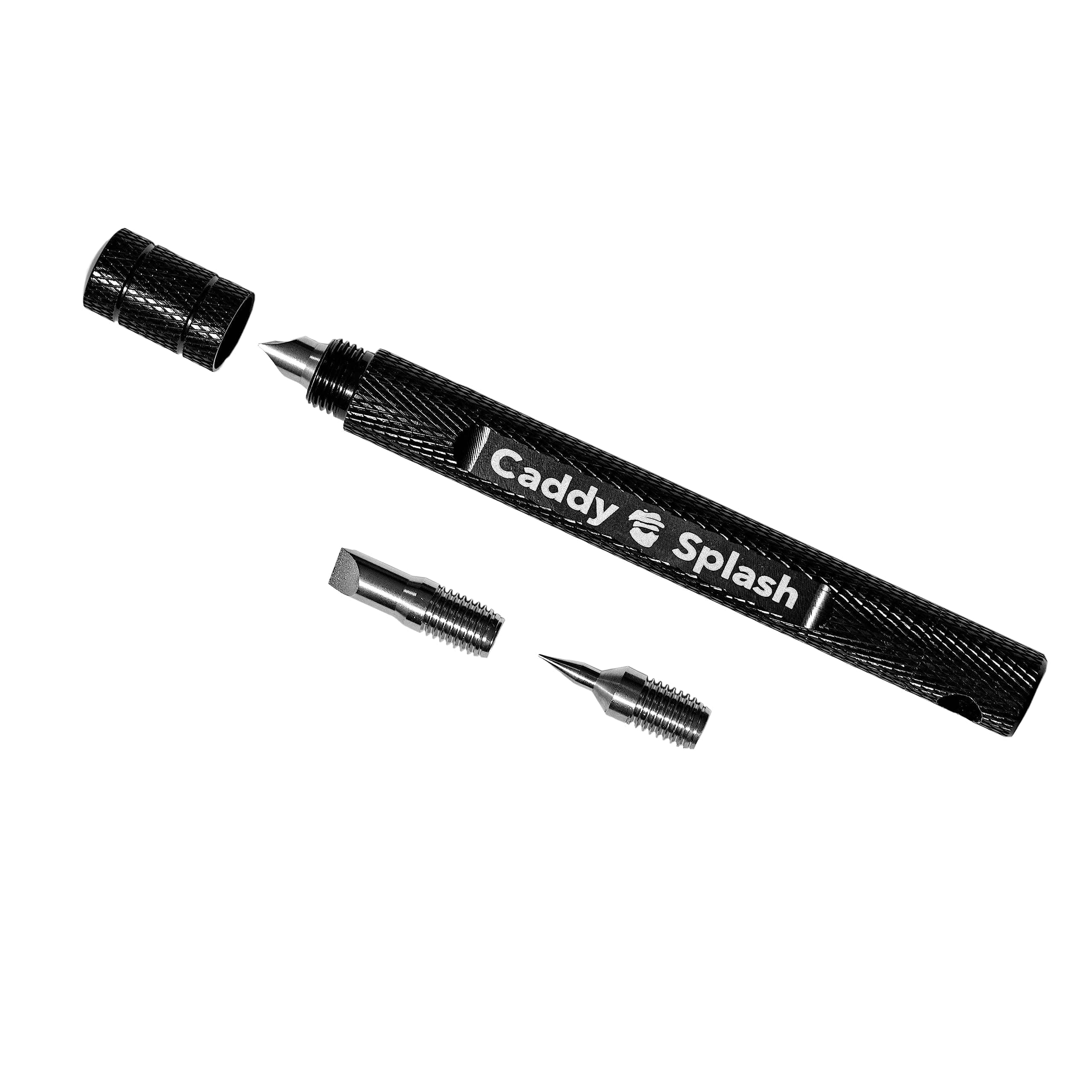 Caddy Splash Golf Club Groove Sharpener Tool - 3-in-1 Golf Club Cleaner for Wedge, Iron - Oblique, Straight, Spike Replacement Tips for U & V Grooves - Aluminum-Alloy Shaft, Heat-Treated Steel