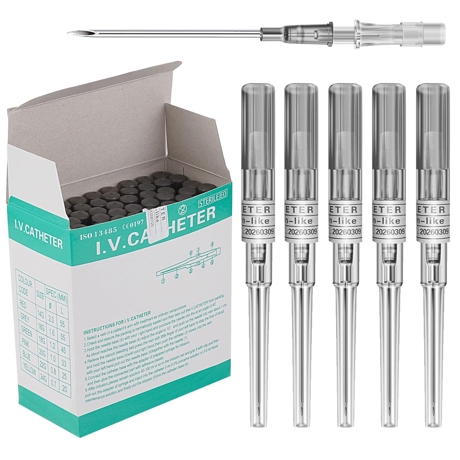 Gouevn Catheter Piercing Needles - 50PCS Piercing Needles 16G Cateter Para Piercing Hollow Needle Piercing Kit for Ear Nose Lip Belly Body Piercing Needle Kit