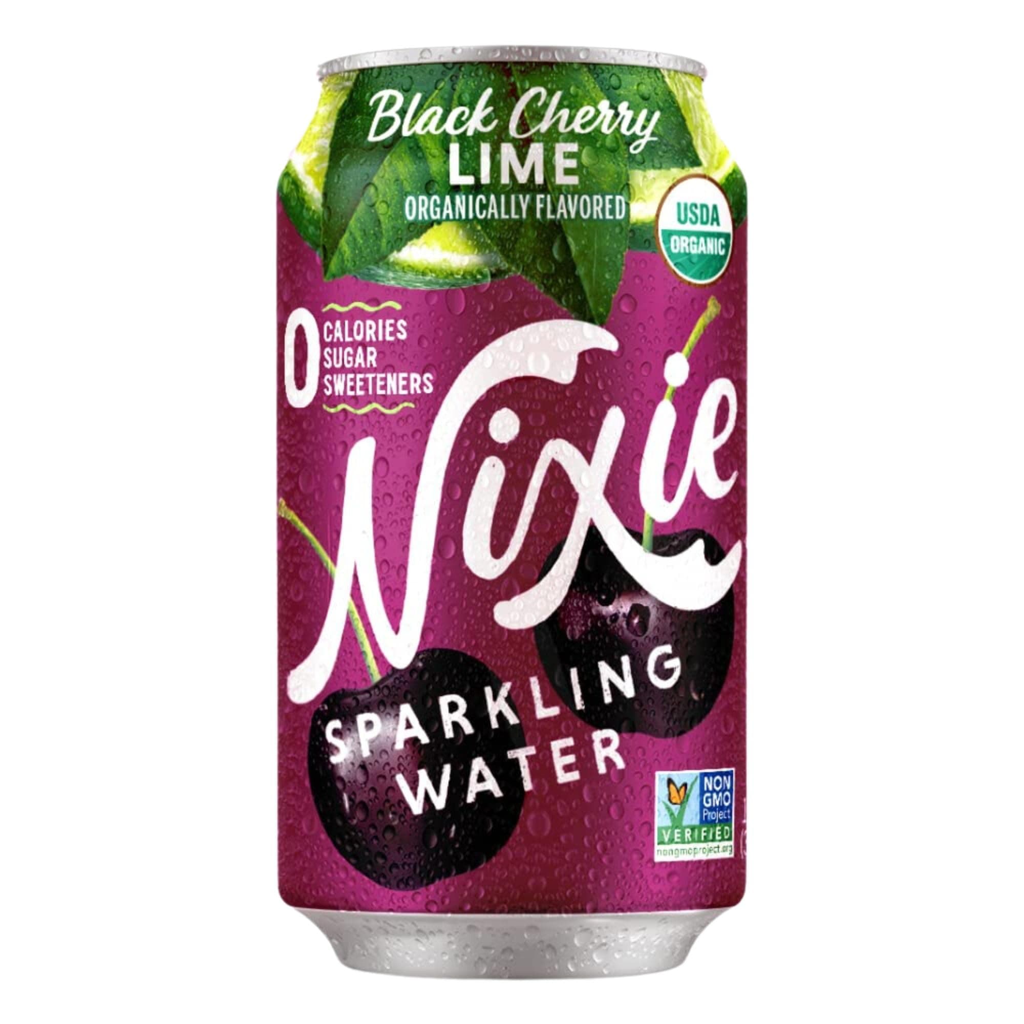 Sparkling Water, Black Cherry Lime | 12 fl oz cans, 24 pack | Organic, Vegan, Non-GMO, Gluten Free, 0 Calories, 0 Sugar, 0 Sodium