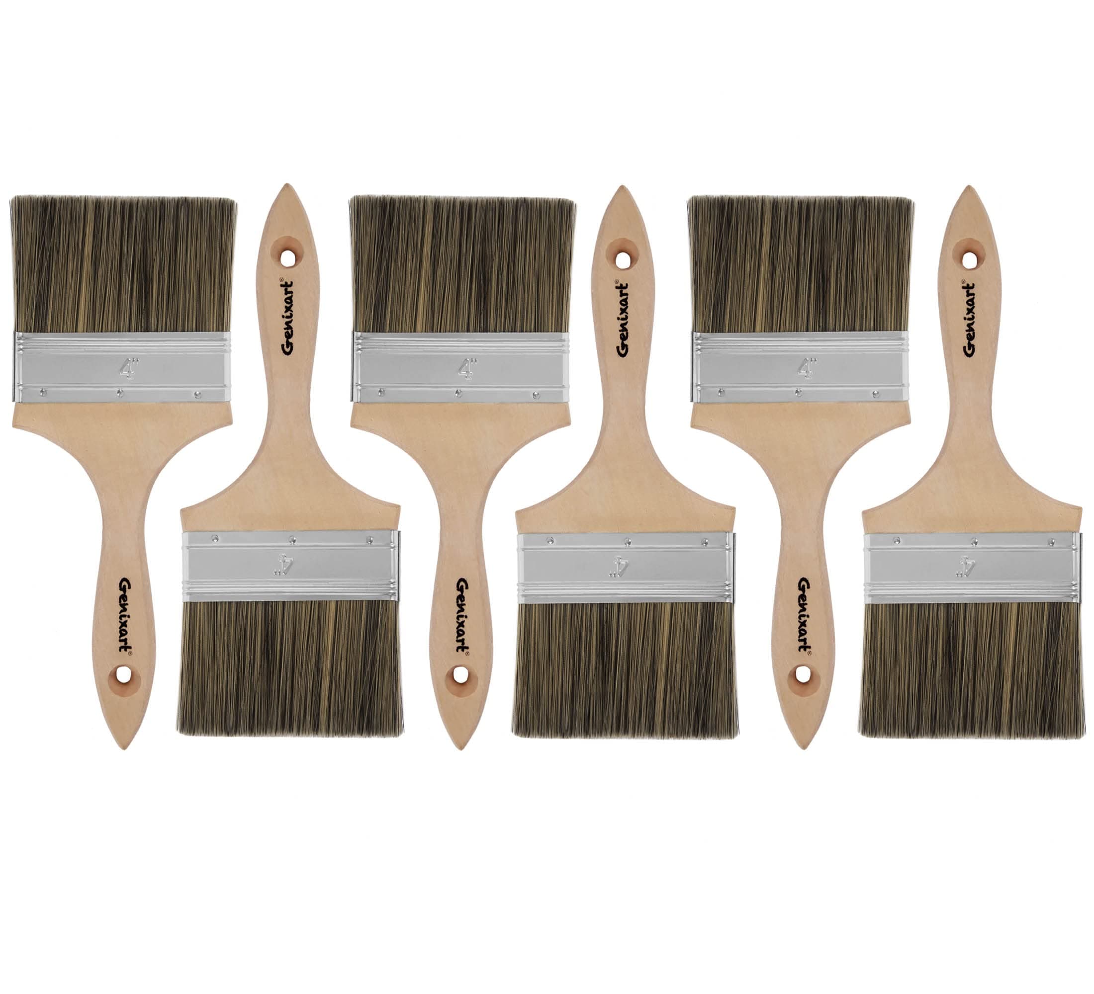 Double Thick Chip Paint Brush, 6 Pack, 4 inch / 100mm Stain Brushes for Painting Walls and Fence Staining, Wooden Handle Masonry Paintbrush for Varnish, Paste, Gesso and Limewash