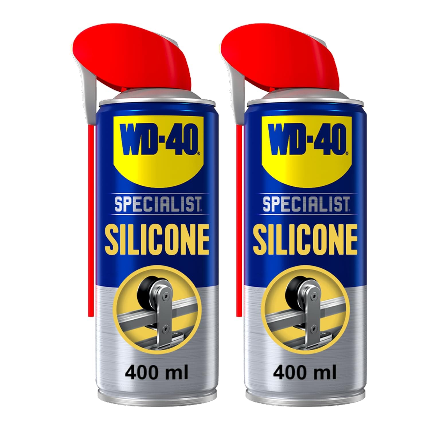 WD-40 Specialist Silicone Spray Lubricant, 400ml Twin Pack, All-Weather Rust Protection Silicone Lubricant, Repels Moisture, Dust, and Grime for Rubber Seals, Doors, Windows