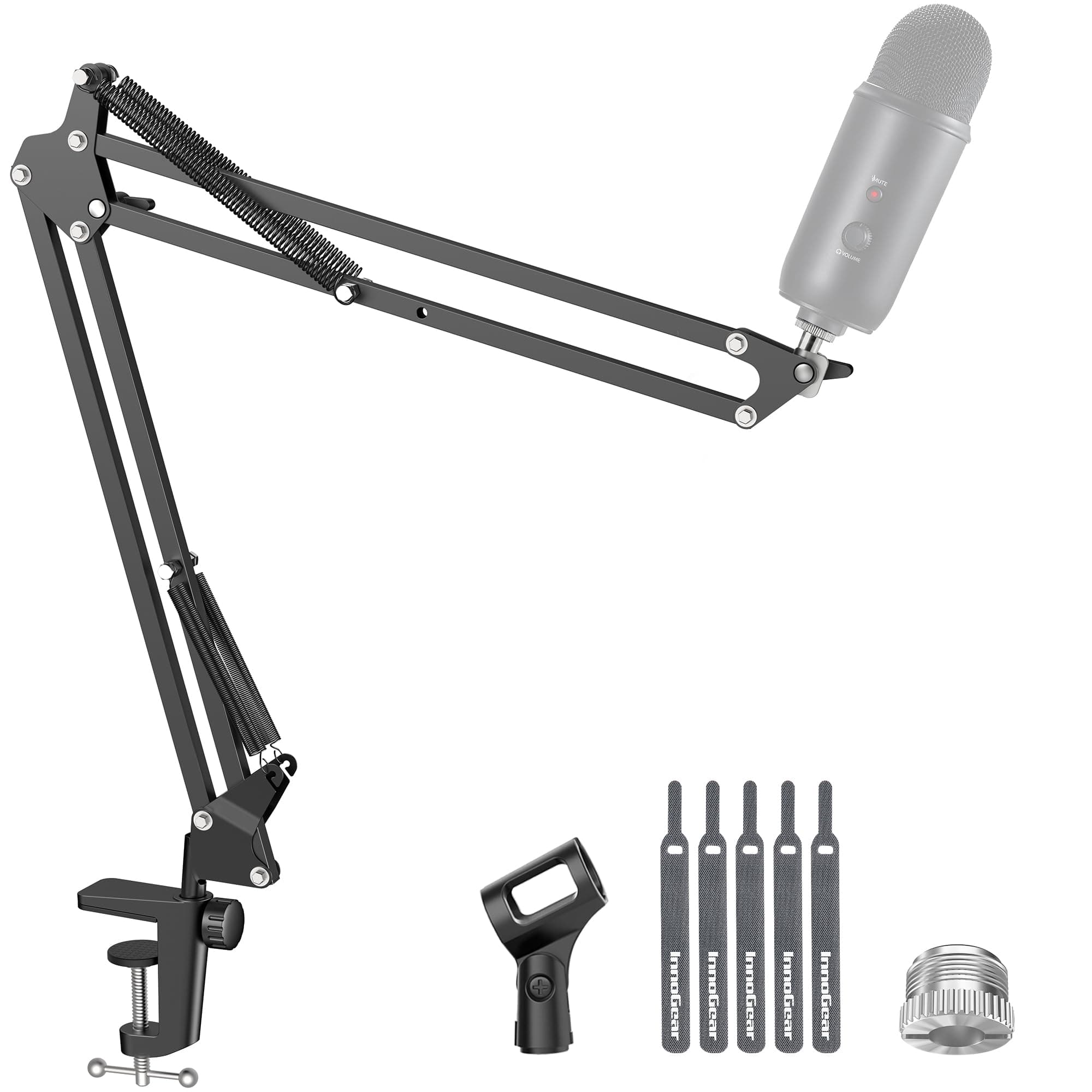 Boom Arm Microphone Mic Stand for Blue Yeti HyperX QuadCast SoloCast Snowball Fifine Shure SM7B and Other Mic, Black