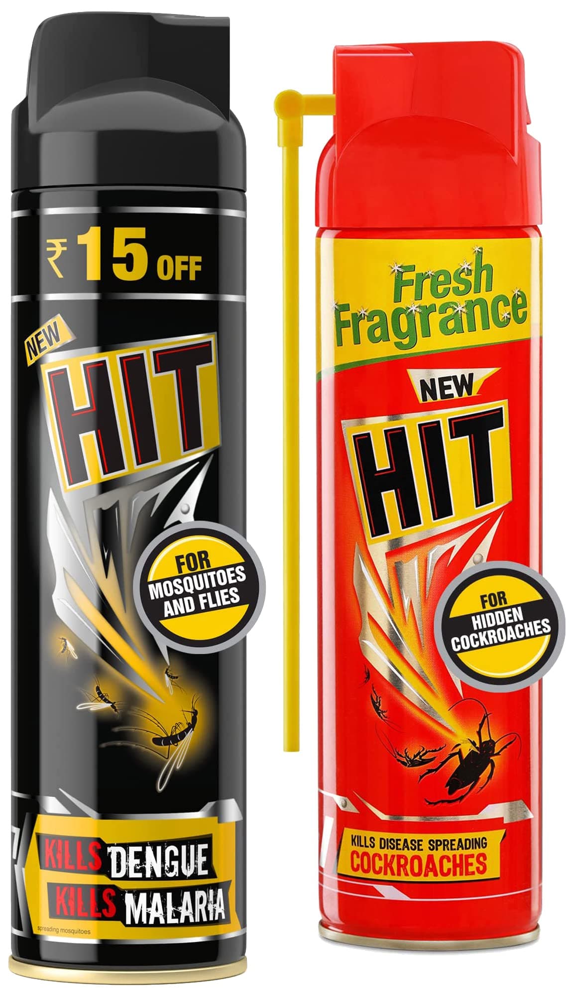 HIT Spray - Crawling Insect Killer (200ml) - Deep-Reach Nozzle & HIT Flying Mosquito & Fly Killer Spray (200ml) & Malaria & HIT Flying Insect Killer - Mosquito & Fly Killer Spray (400ml)
