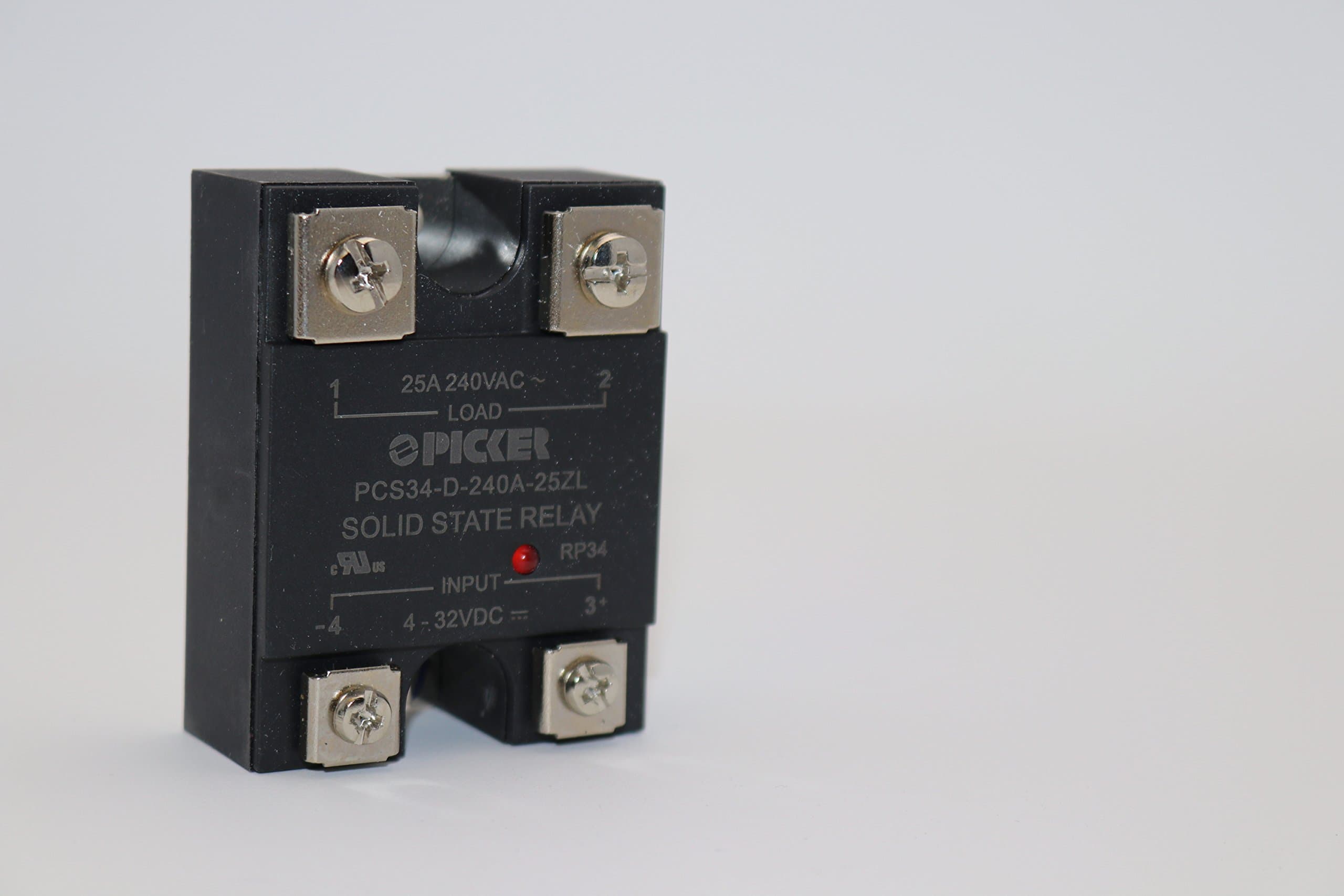 PCS34-D-240A-25ZL | 25 Amp, 48-280 VAC Zero Crossing Output | UL Rated | 4-32 VDC Input | Hockey Puck Solid State Relay with LED | Cross: Carlo Gavazzi RM1A23D25; Crydom D2425G