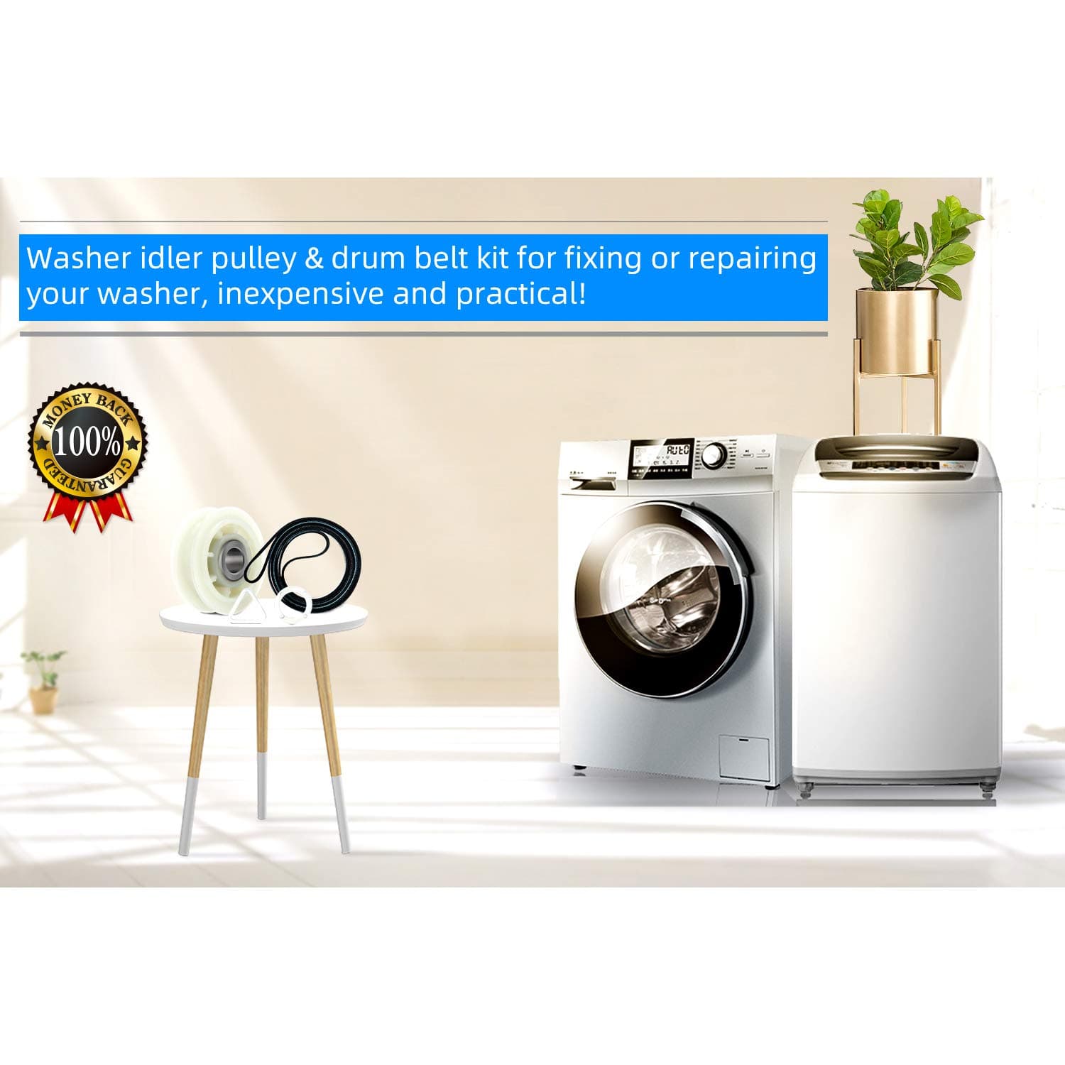 279640 Idler PullDrum Belt Dryer Replacement Part Setatible with WAP3094197/W10468057, Belt for 3387610/3389728/661570VP