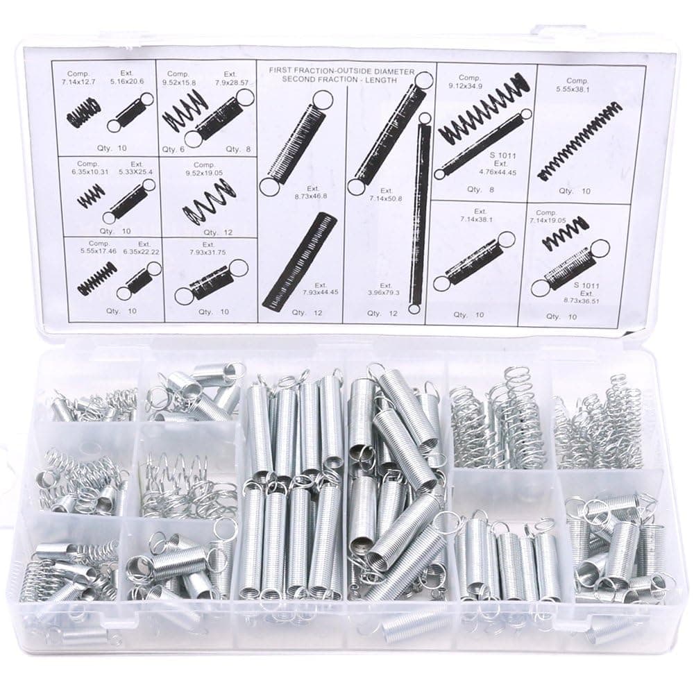 – COOLive 200PCS Spring Assortment Kit Zinc Plated Extension and Compression Springs Kit Include Assorted Size Small Springs for Home Repairs & DIY P-038-kit