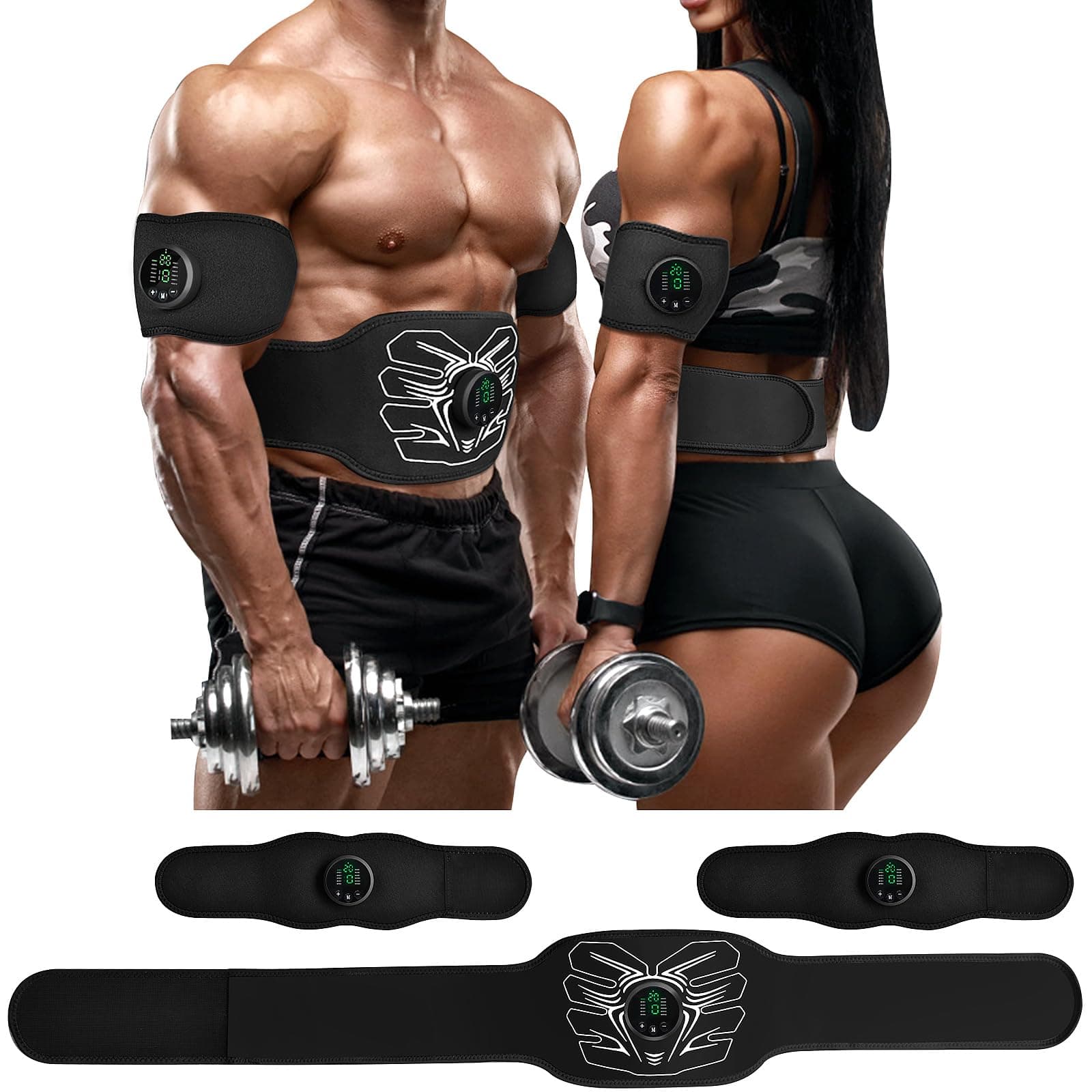 Ab Stimulator Power Pack – MHD TENS Muscle Stimulator, Strength Training Waist Belt, Perfect Workout Equipment for Enhanced Core Strength - Effortlessly Ab Training