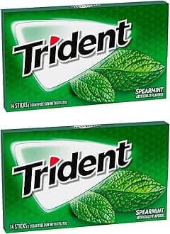 Trident Sugar Free Gum Spearmint, 2 x 26 g