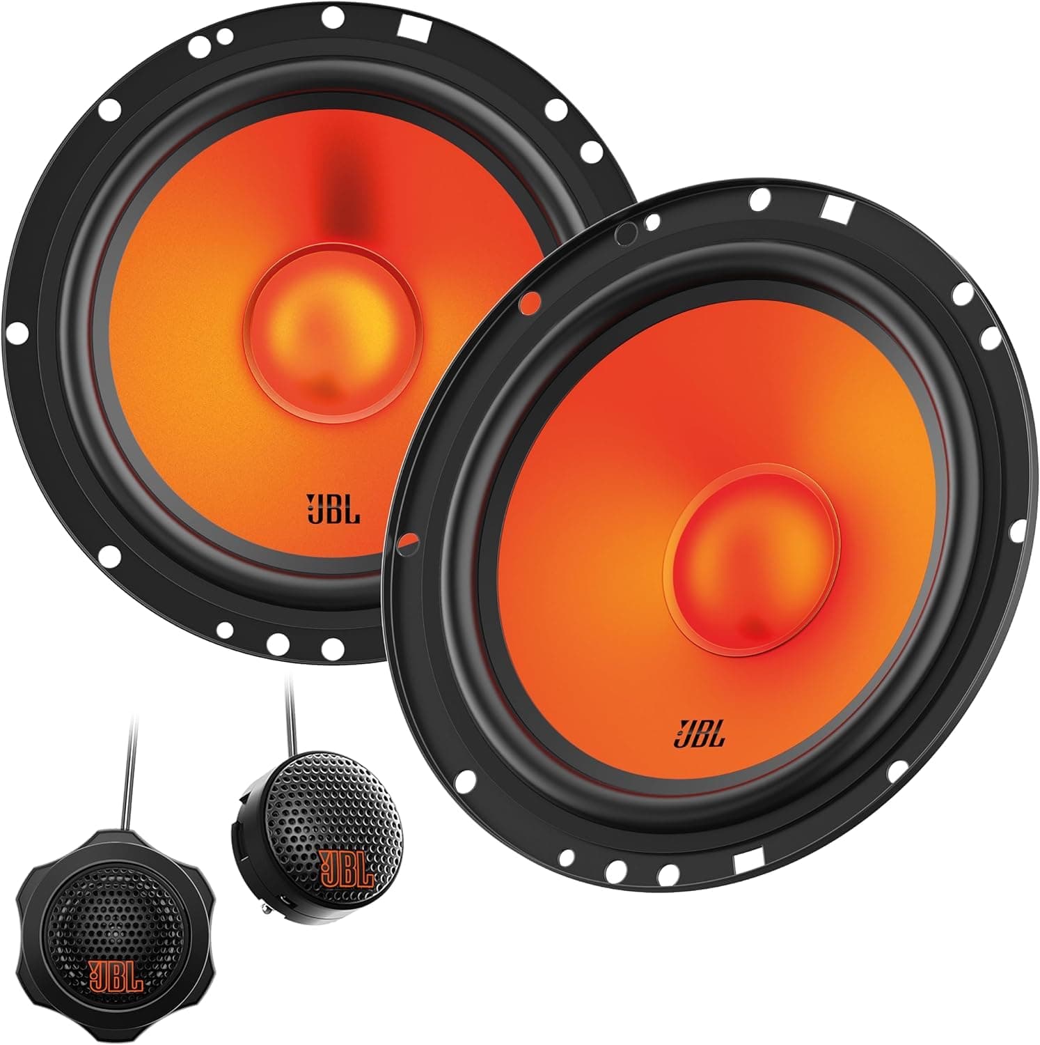 JBL Stage1 GEN2 62CF - 6.5 Inch (165 mm) 2-Way Component Car Speakers - 80W RMS - 240W Peak - Set of 2 Woofers + 2 Tweeters Audio - with Grilles - Compact Fit - OEM Upgrade