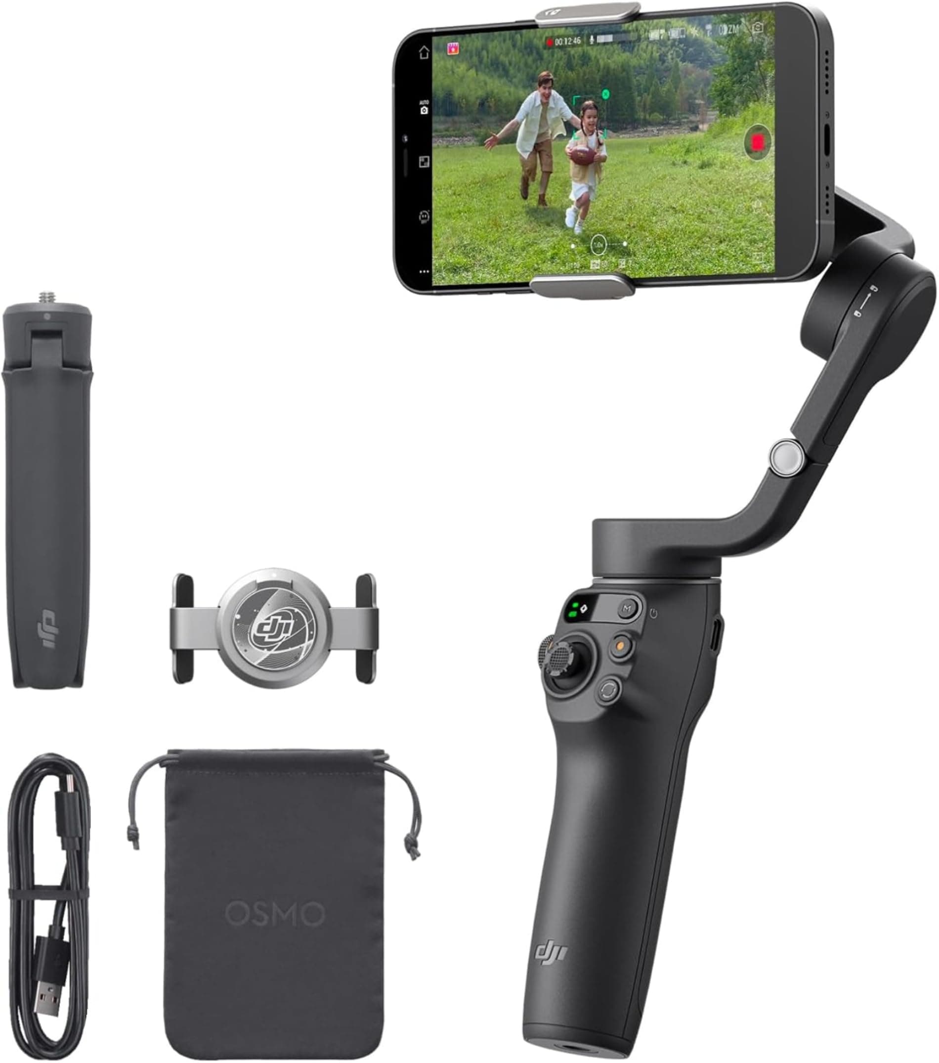 DJI Osmo Mobile 6, 3-Axis Phone Gimbal, Object Tracking, Built-In Extension Rod, Portable and Foldable, Android and iPhone Gimbal, Vlogging Stabilizer, YouTube TikTok Video, Slate Gray
