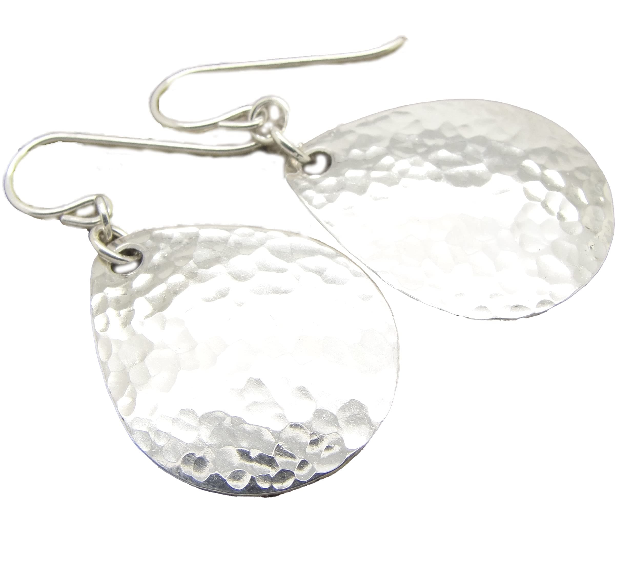 Hammered Sterling Silver 1 1/2 Inch Long Teardrop Earring s in Medium Small Size