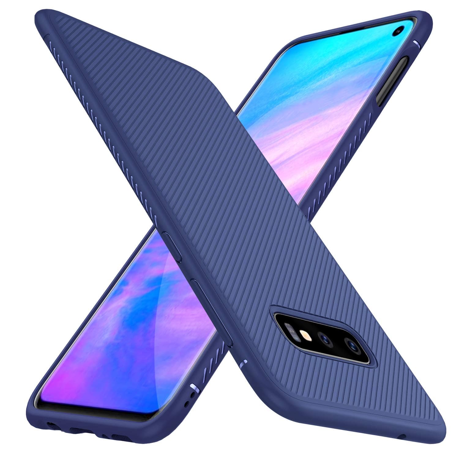 for Samsung Galaxy S10E Case, Premium Soft Rubber Cover Shock Proof with Anti-Slip Ultra-Thin for Samsung Galaxy S10E Smartphone. Blue