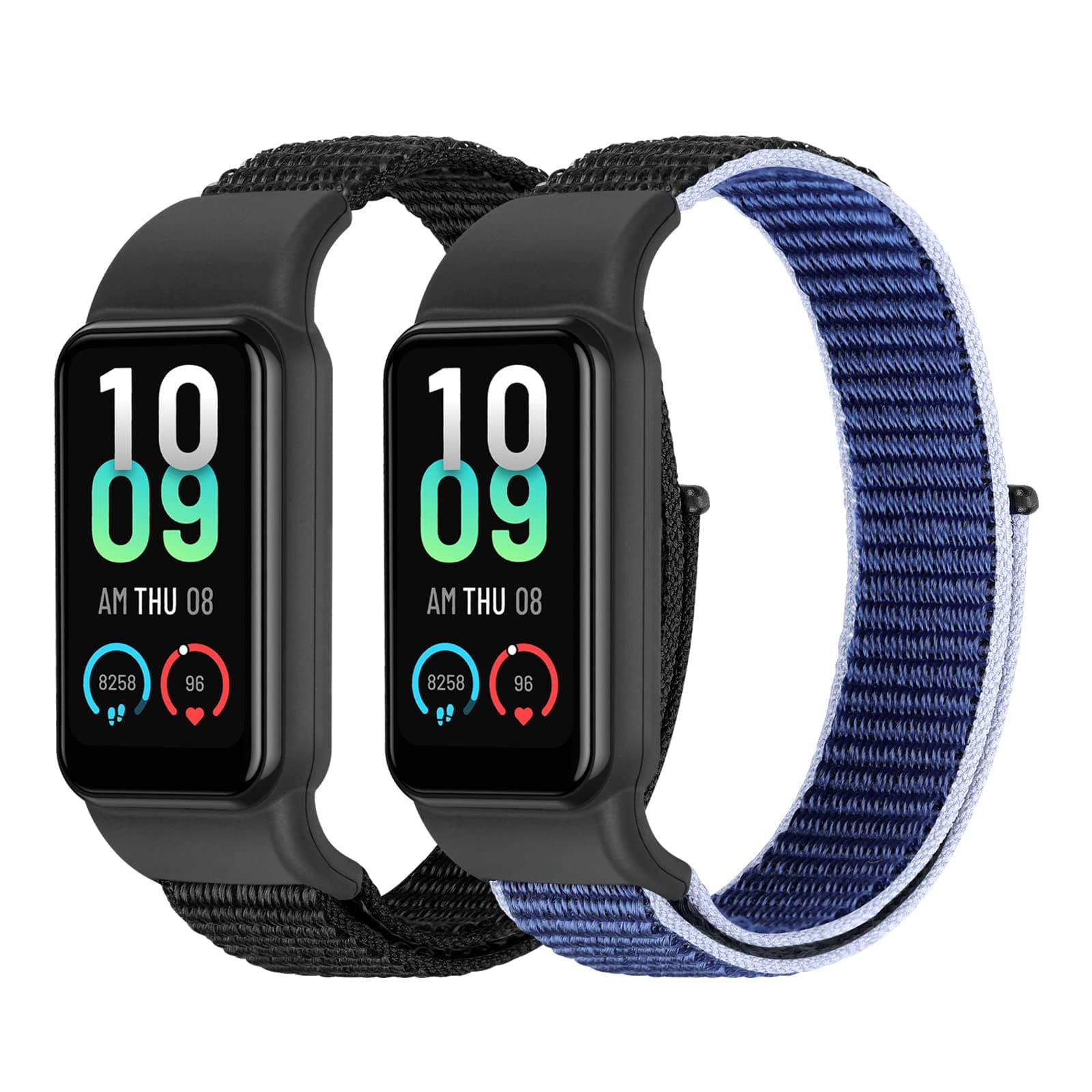 Tiptops Straps Compatible for Amazfit Band 7, 2 Pack Breathable Comfortable Braided Adjustable Nylon Sport Solo Loop Replacement Wristband for Women and Men