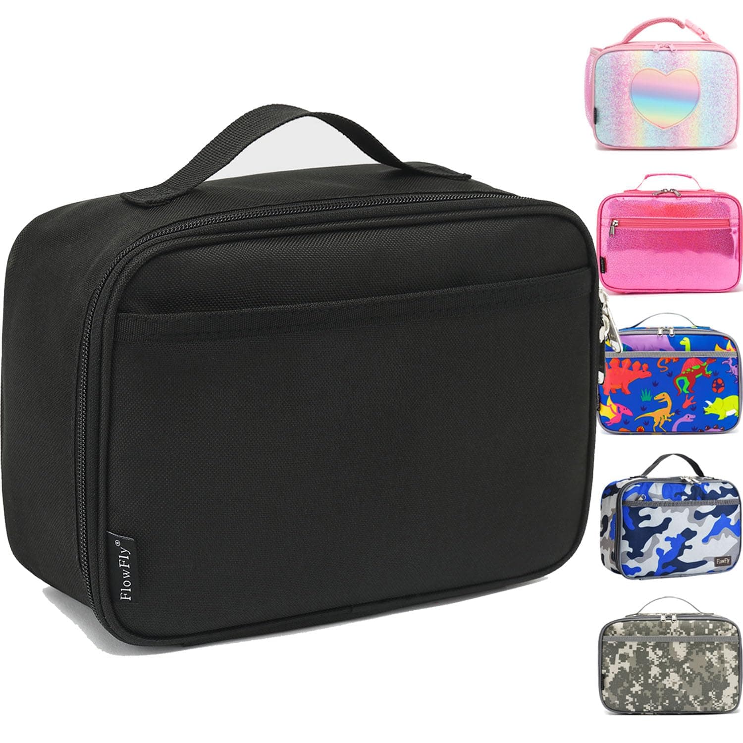 Kids Lunch box Insulated Soft Bag Mini Cooler Back to School Thermal Meal Tote Kit for Girls, Boys, Black