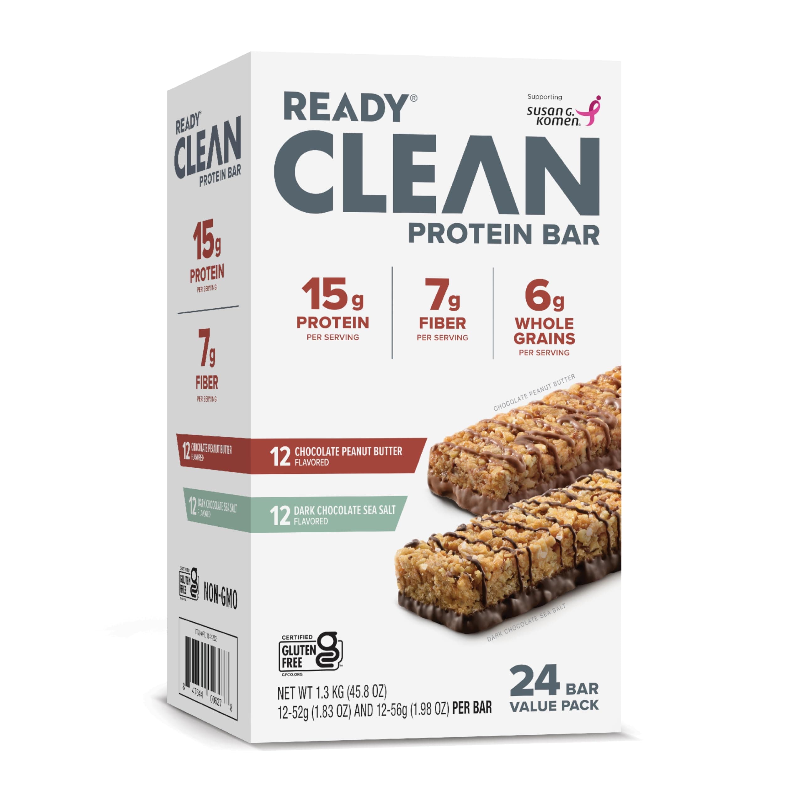 Protein Bars - High-Protein Snack with 15g Whey Protein, With Flaxseeds and Omega-3s for Sustained Energy, Supports Lean Muscle and Recovery - 24CT Variety Pack, 12 Dark Chocolate Sea Salt & 12 Chocolate Peanut Butter
