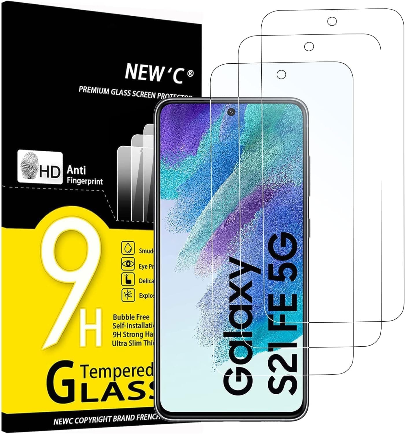 3 Pack Designed for Samsung Galaxy S21 FE 5G Screen Protector Tempered Glass,Case Friendly Scratch-proof, Bubble Free, Ultra Resistant