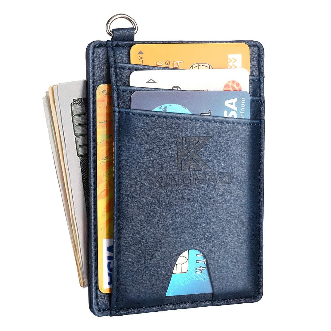 Slim Minimalist Front Pocket Rfid Blocking Wallets, Credit Card Holder with D-Shackle for Men Women
