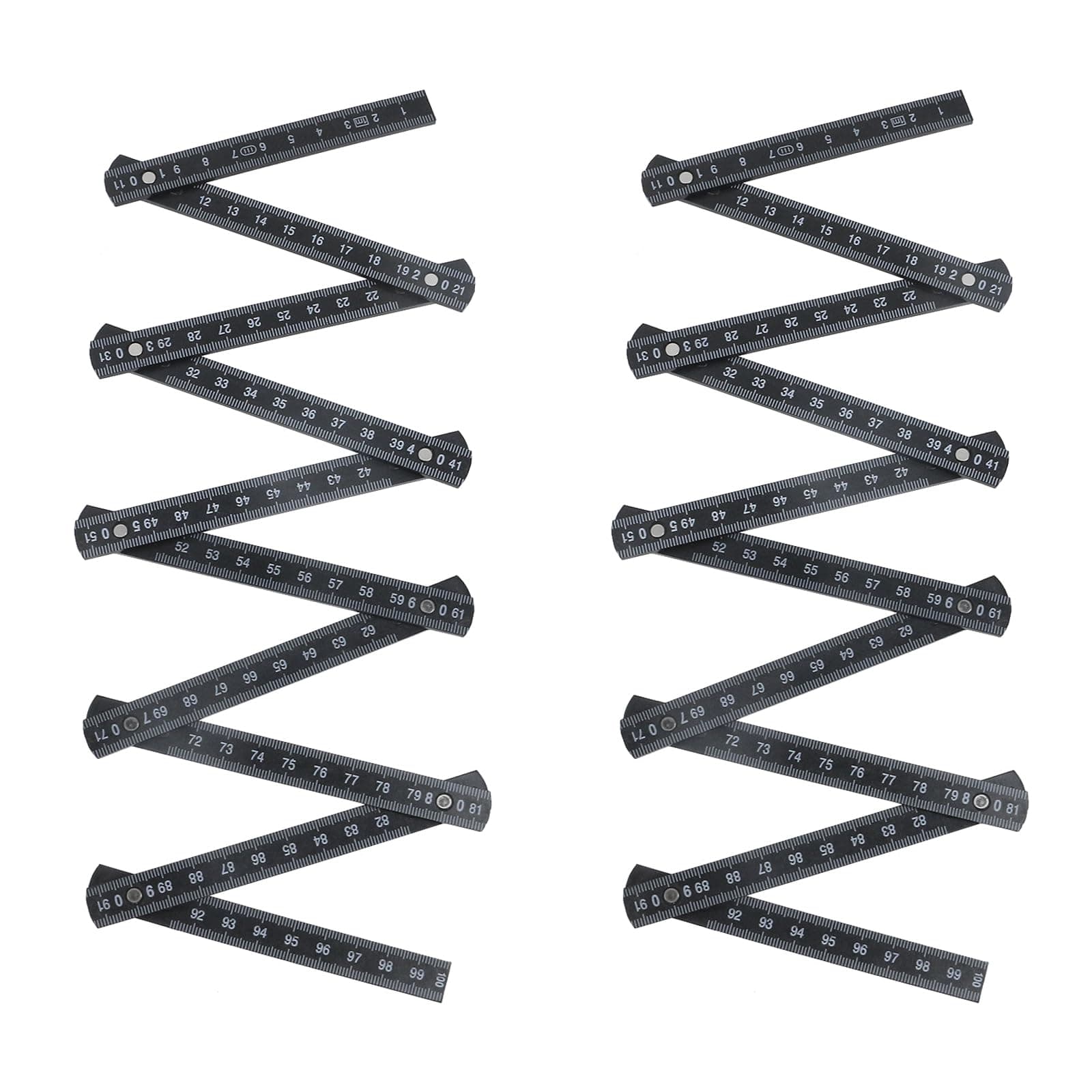 T Tulead Craftsman Folding Measuring Ruler 1m/39.37" Length Black Foldable Ruler Woodworking ABS Metric Ruler Pack of 2