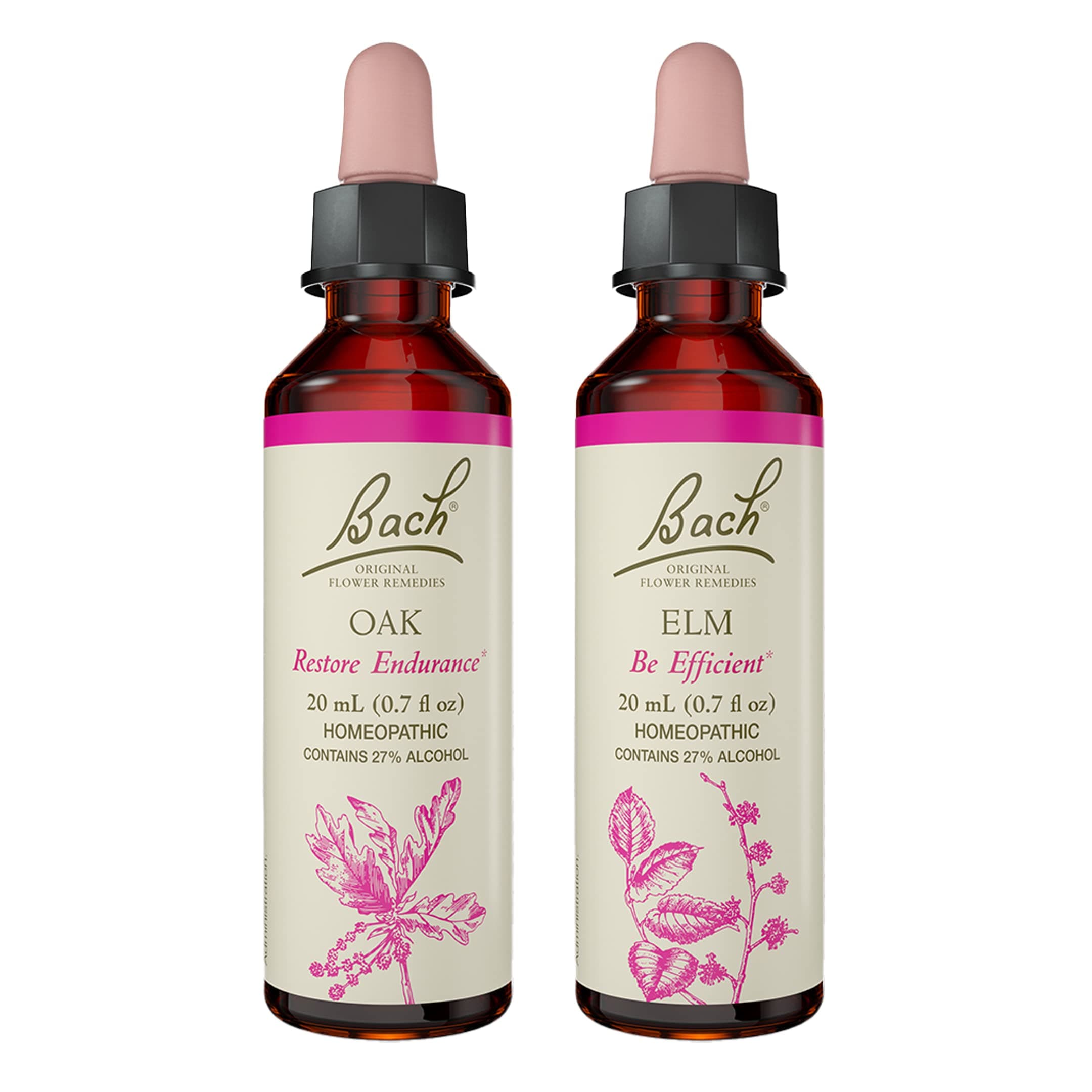 Bach Original Flower Remedies 2-Pack, Get It Done" - Elm, Oak, Homeopathic Flower Essences, Vegan, 20mL Dropper x2