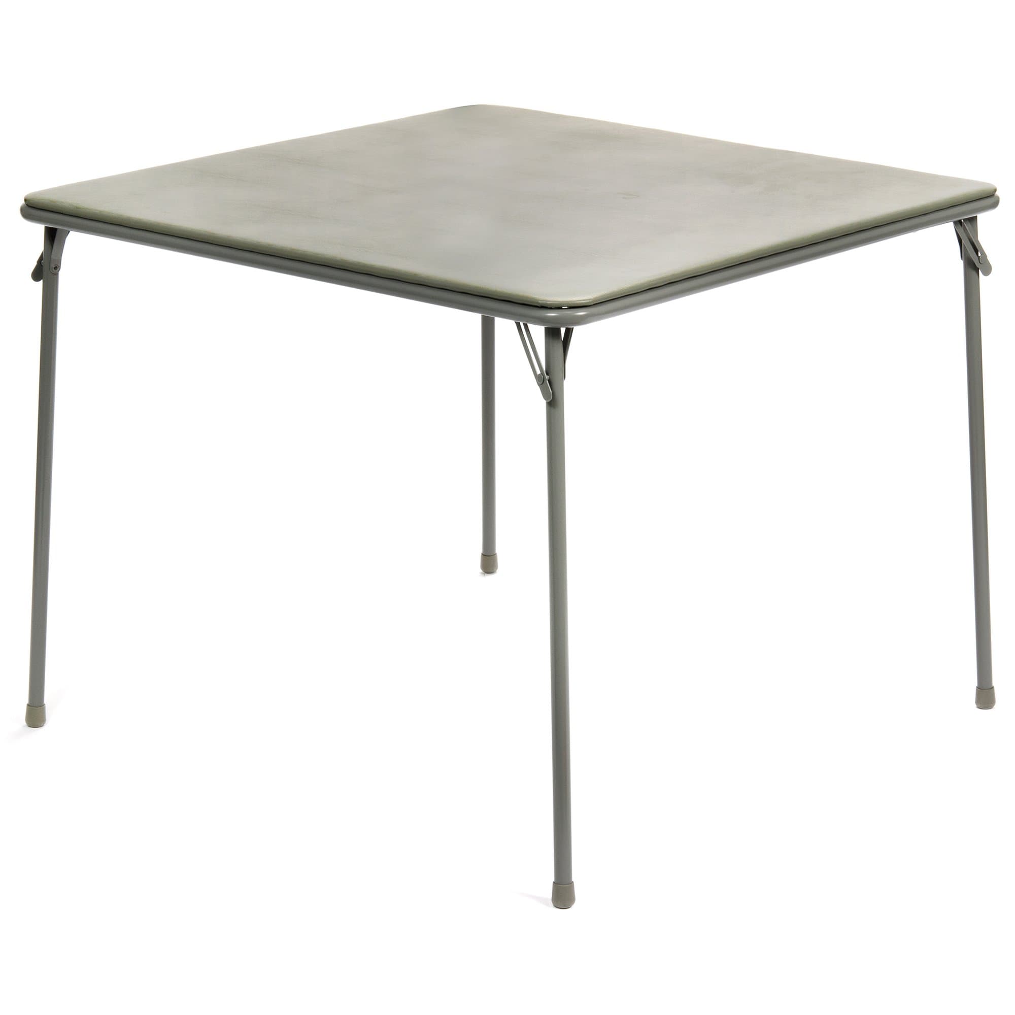38" Square Folding Card Table - Portable, Easy-to-Store, Vinyl Upholstered, Sturdy Steel, Wheelchair Accessible - Grey