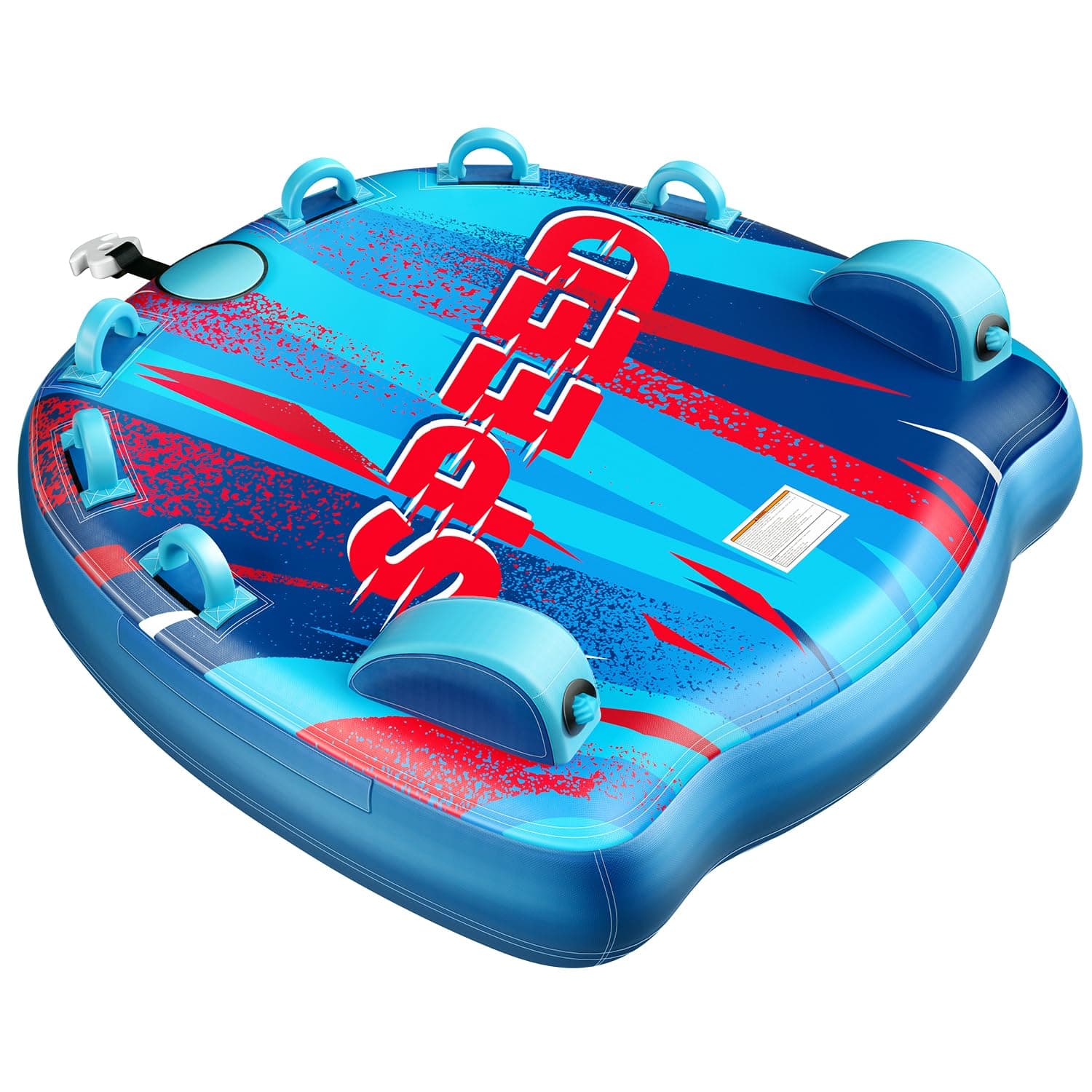 Speed Towable Tubes for Boating 1-2/1-3 Riders Inflatable Water Sport Towable Tube for Boat to Pull Behind Heavy Duty Nylon Cover with Zipper, Bolster Fins, Safety Air Valve, Padded Handle