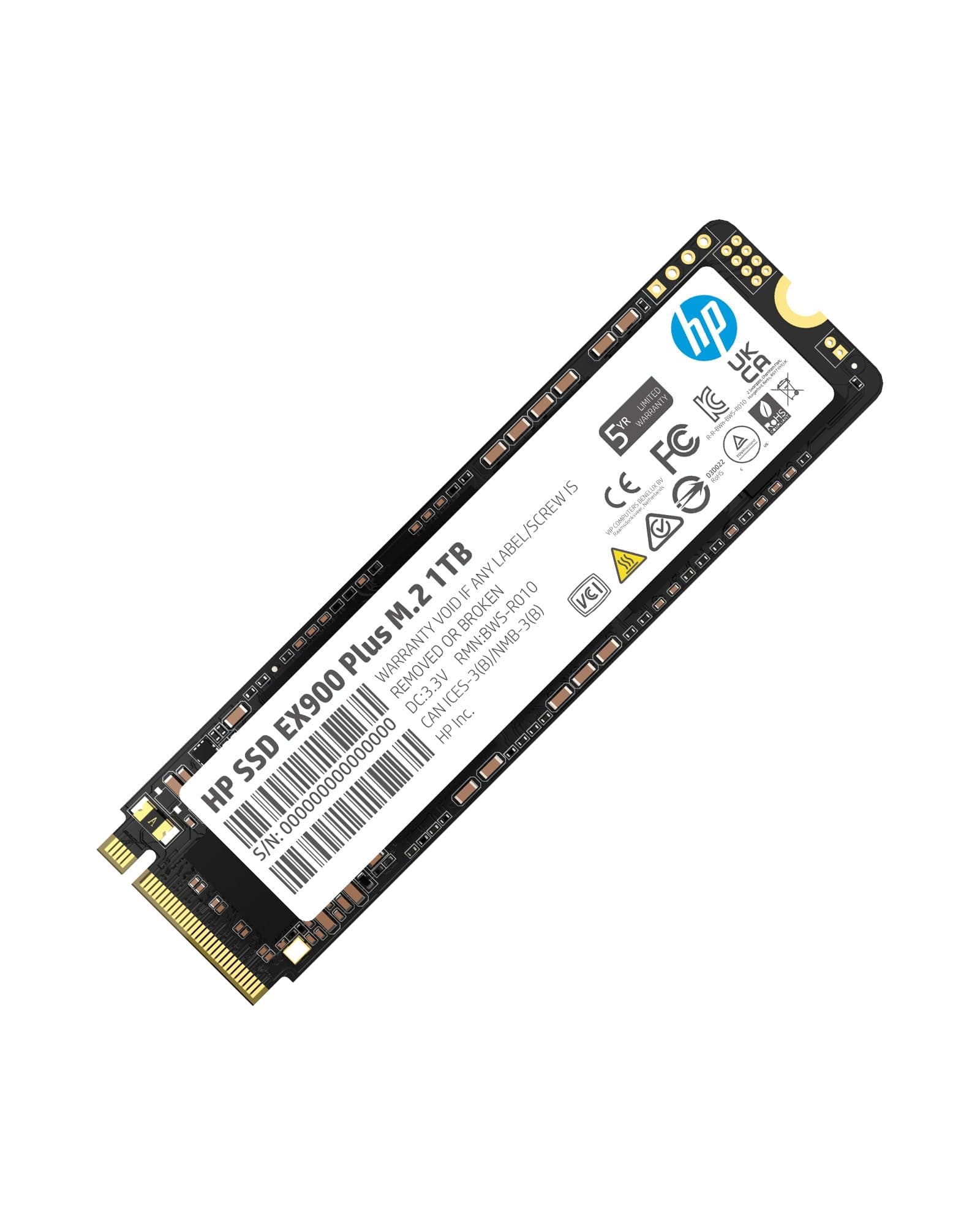 HP EX900 Plus 1TB M.2 SSD - High Performance NVMe SSD with 3D NAND Flash, 3300 MB/s Read and 2700 MB/s Write Speeds for Enhanced Computing Efficiency and Reliability