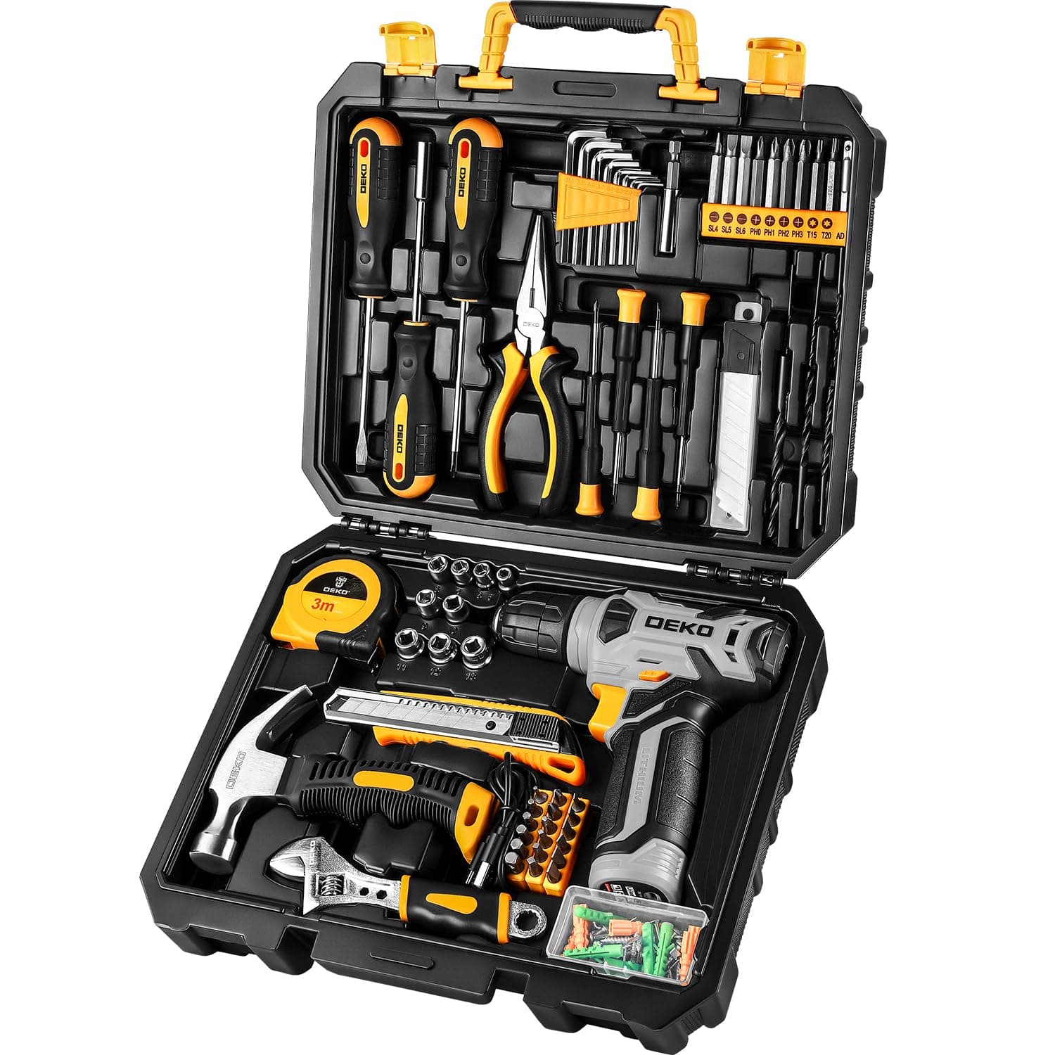 Tool Set:Tool Kit with 8V Cordless Drill,Tool Box with Drill,Hand Drill Set for Men & Women,Home Tool Kits for House Repair,Handyman,DIY 126 Piece