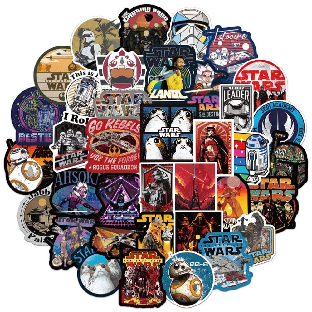 Alicia Alexander 108 pcs/Pack Star Wars Theme Cool Vsco Sticker No Repetition Stickers Vinyl Skateboard Guitar Travel Case Sticker Water Bottle Laptop Luggage Bike Bicycle Stickers