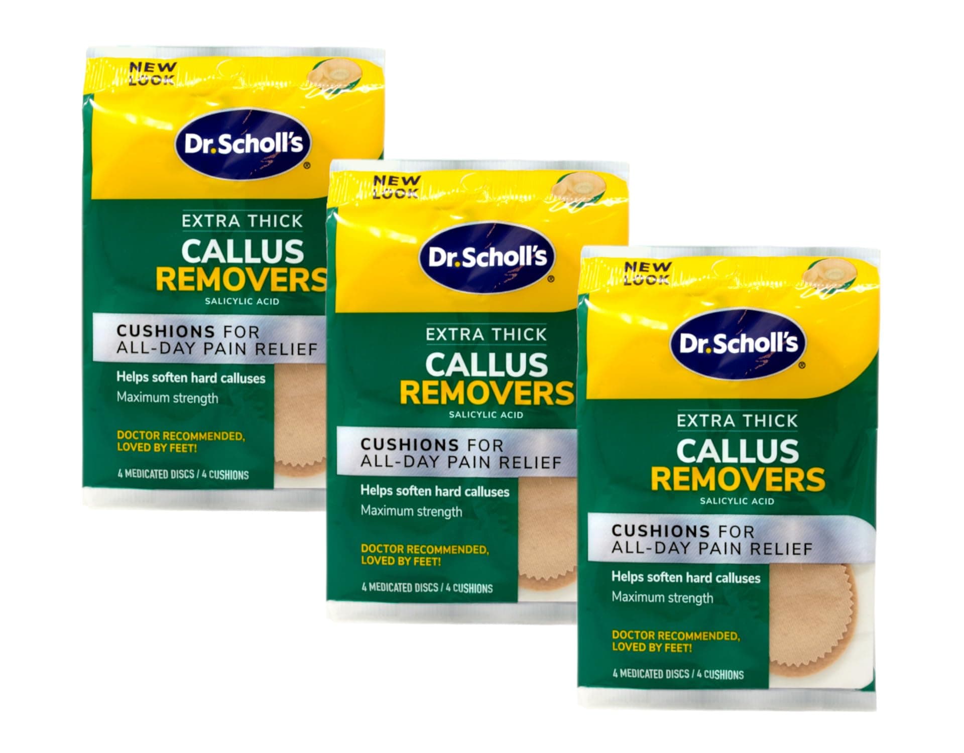 Extra Thick Callus Removers 4 Cushions ea.(Packs of 3)