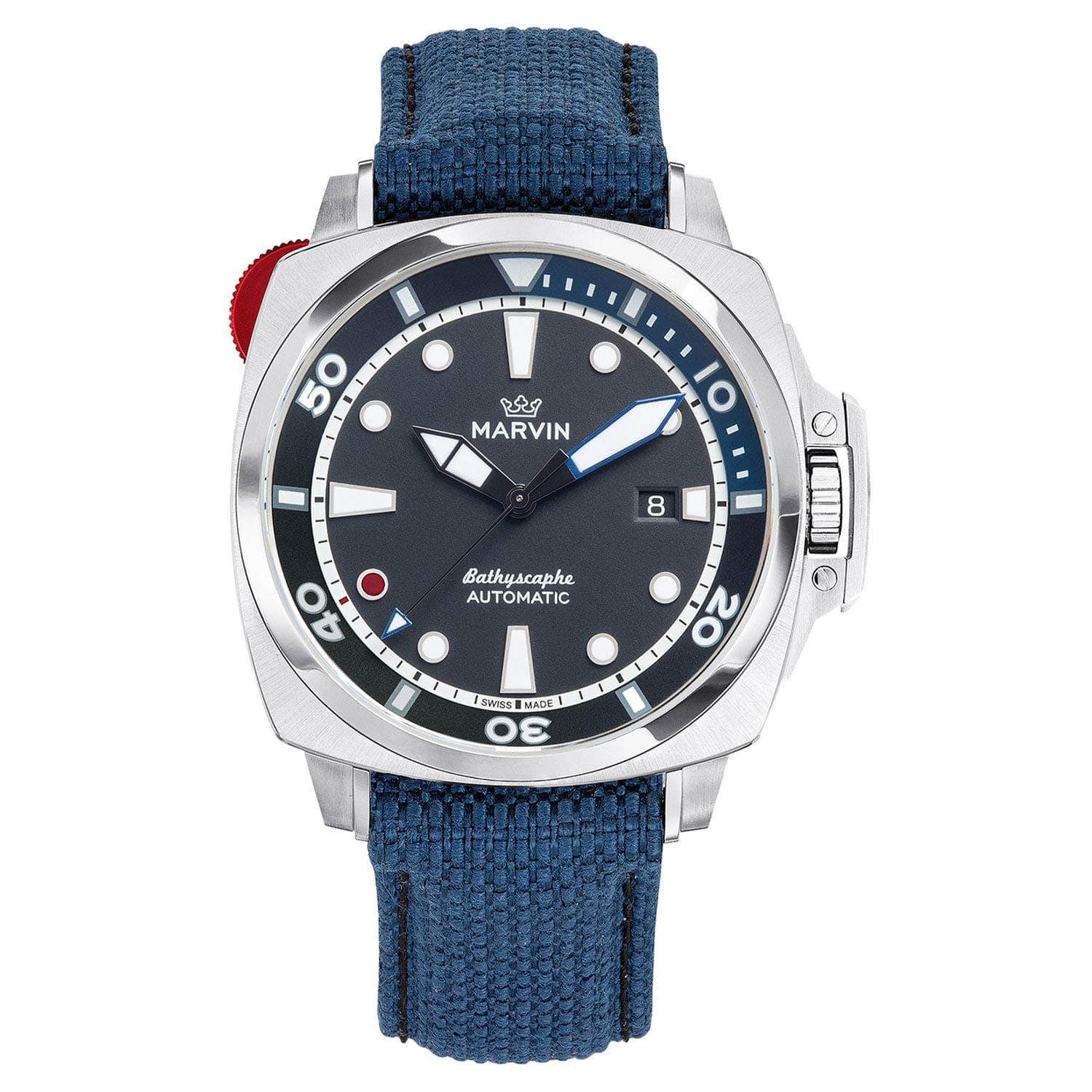 Swiss Made Marvin Men Automatic Submersion Watches with Blue Strap