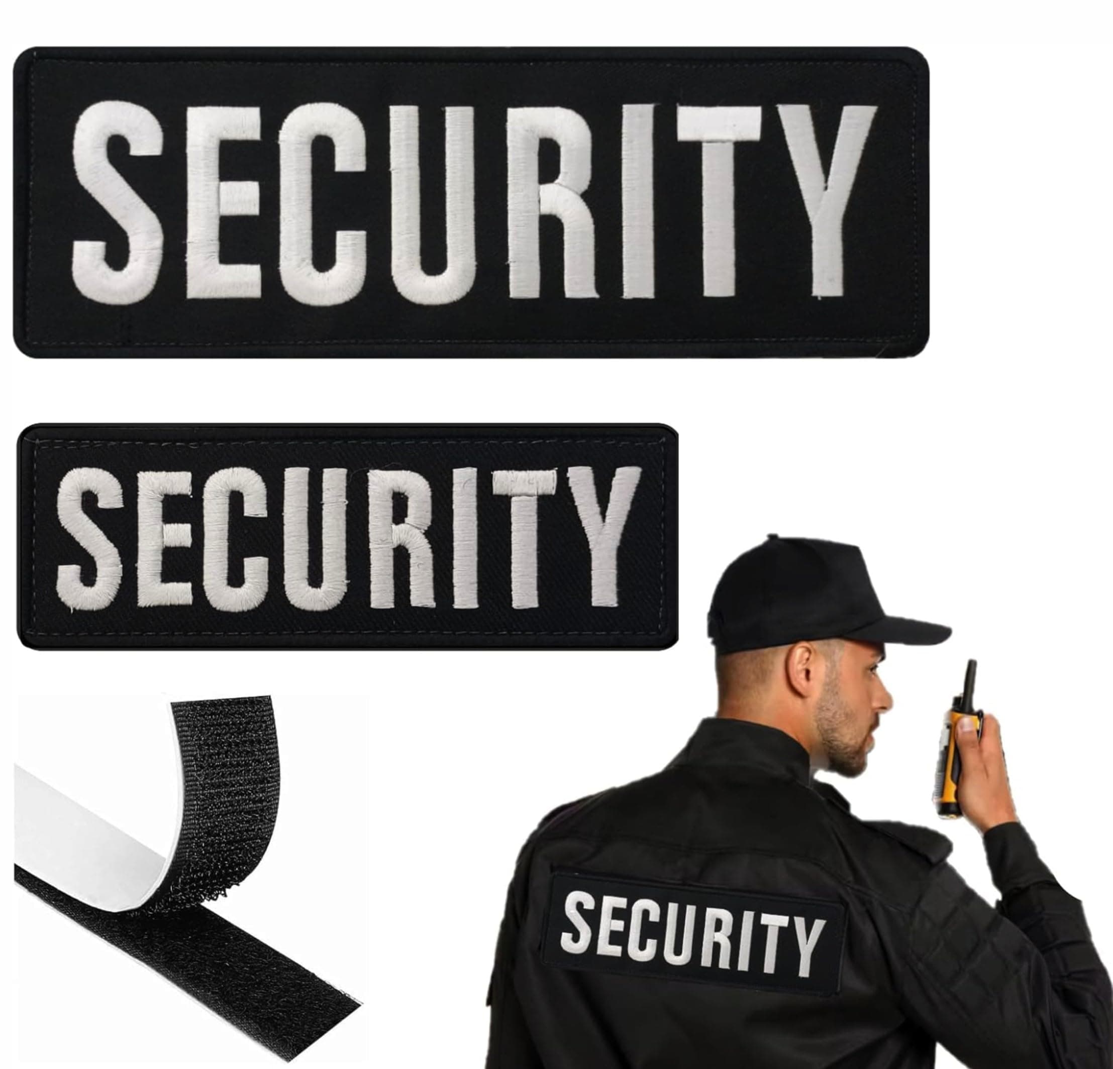 DAMORR | Embroidered Security Patch | Security Patches for Vest Jacket and Shirt | Security Police Patch for Security Guard Equipment | Hook and Loop for Security Vest, Hat | Security Dog Patch