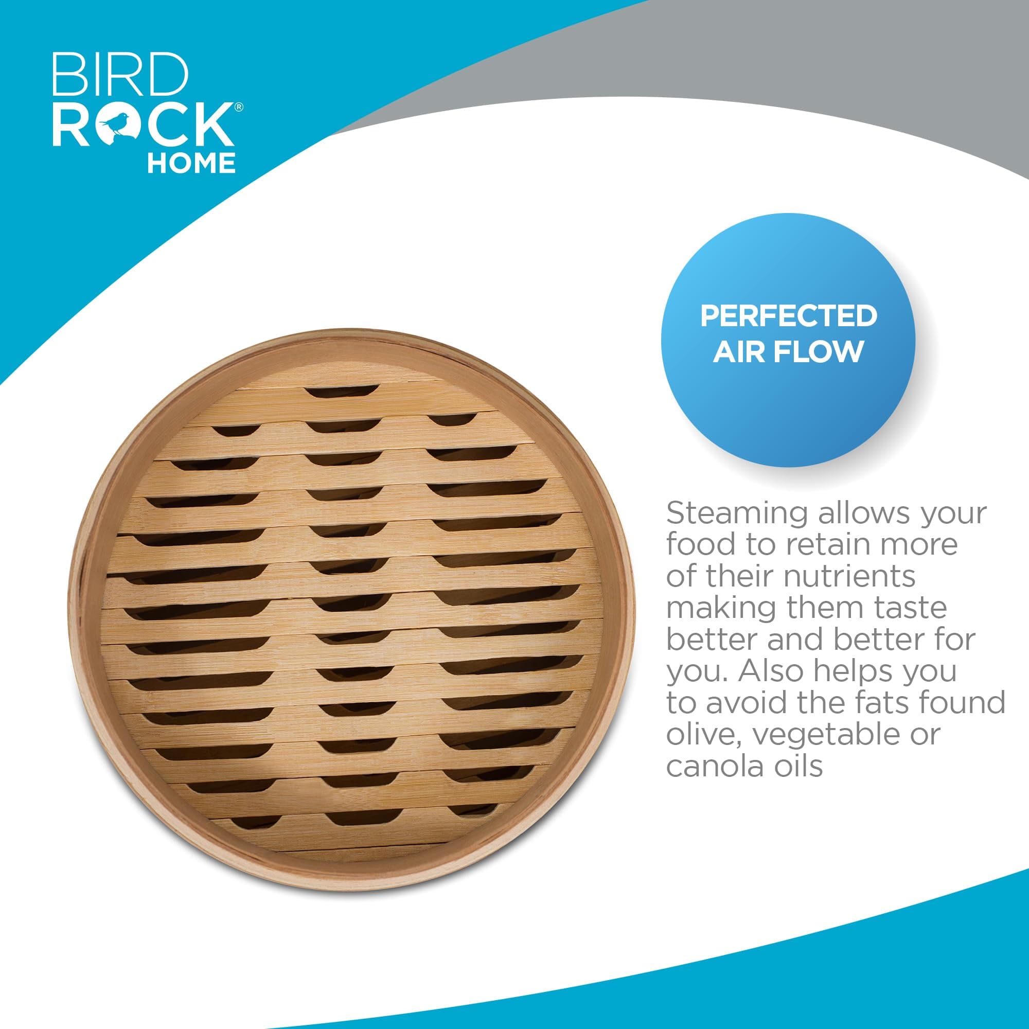 BirdRock Home Bamboo Steamer (Classic Bamboo, 10" Diameter)