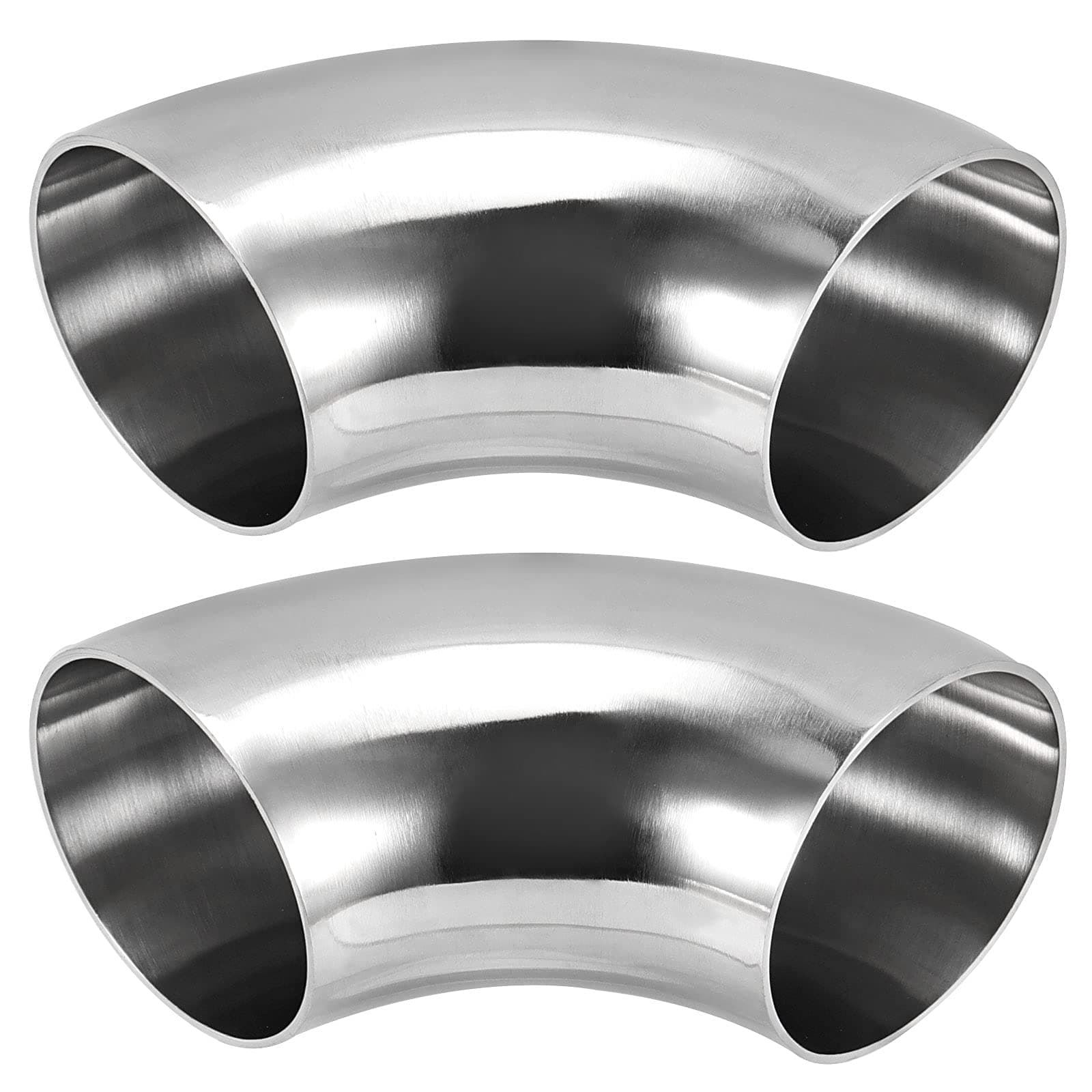2 Pack 3 Inch 304 Stainless Steel Elbow 90°Mandrel Bend Elbow, Thickness 2mm Stainless Steel 90 Degree Exhaust Elbow for Car Modified Exhaust Elbow Pipe, Stair Handrail