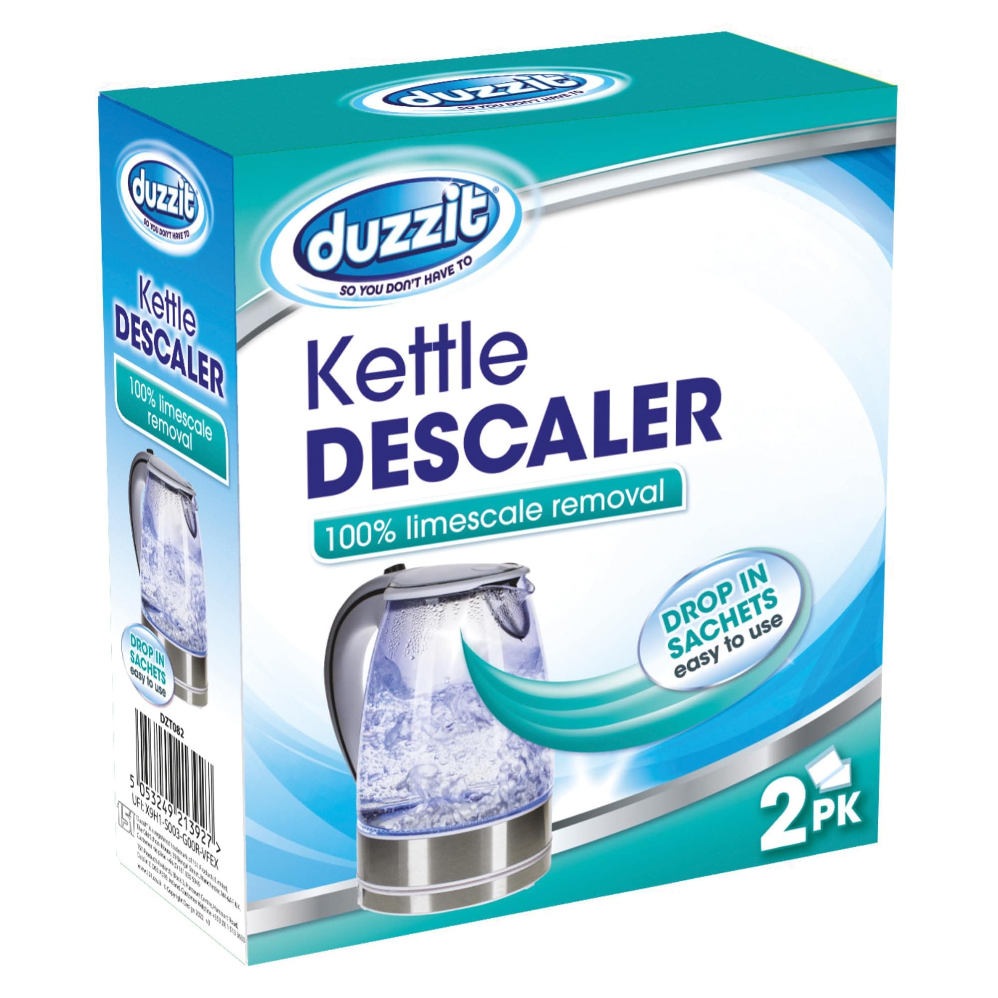 Kettle Descaler Limescale Remover Easy To Use Drop In Sachet, Blue, (Pack Of 2)