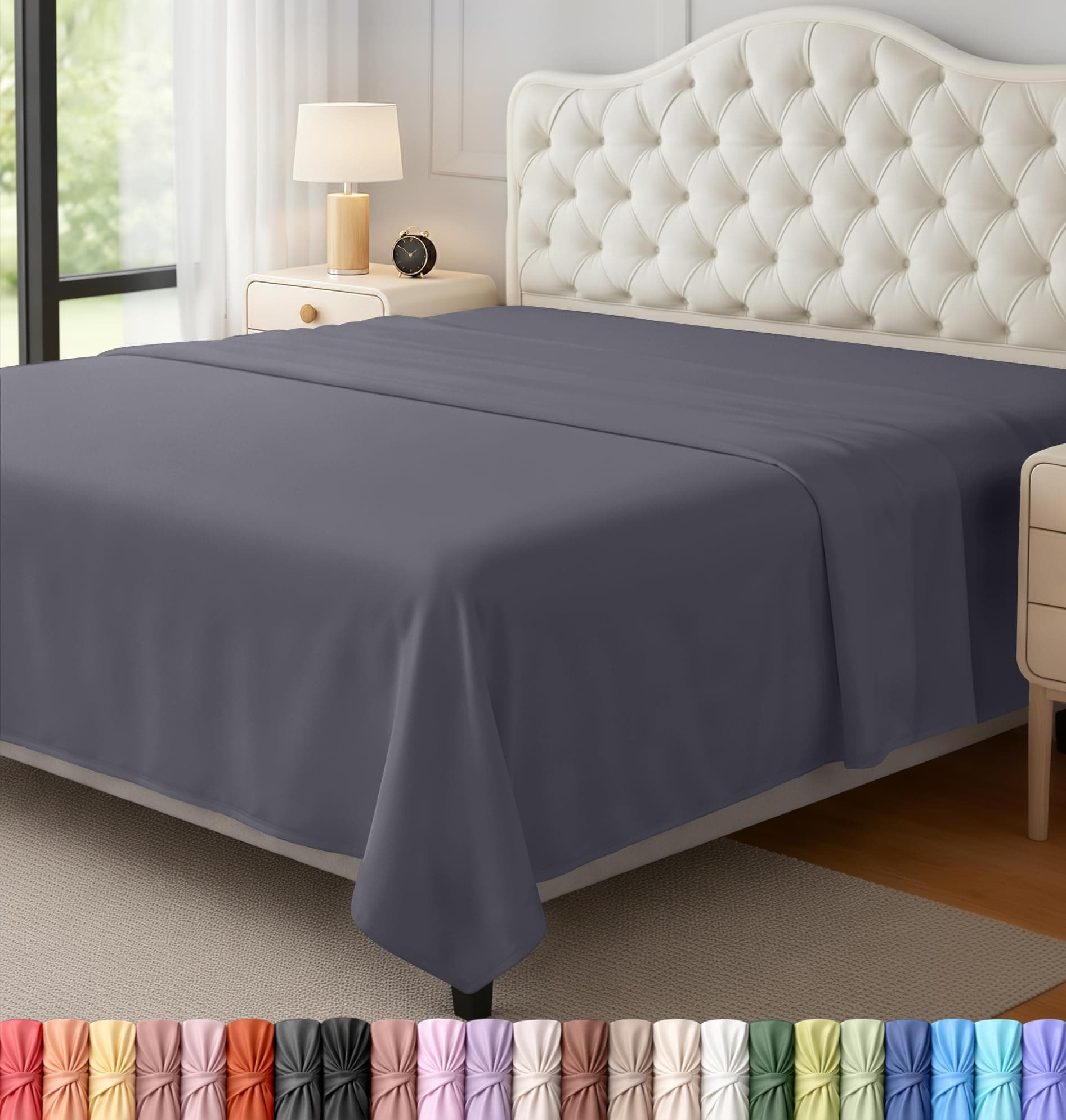 Utopia Bedding Flat Sheet - Soft Brushed Microfiber Fabric - Shrinkage & Fade Resistant Top Sheet - Easy Care - 1 Flat Sheet Only (King, Grey)