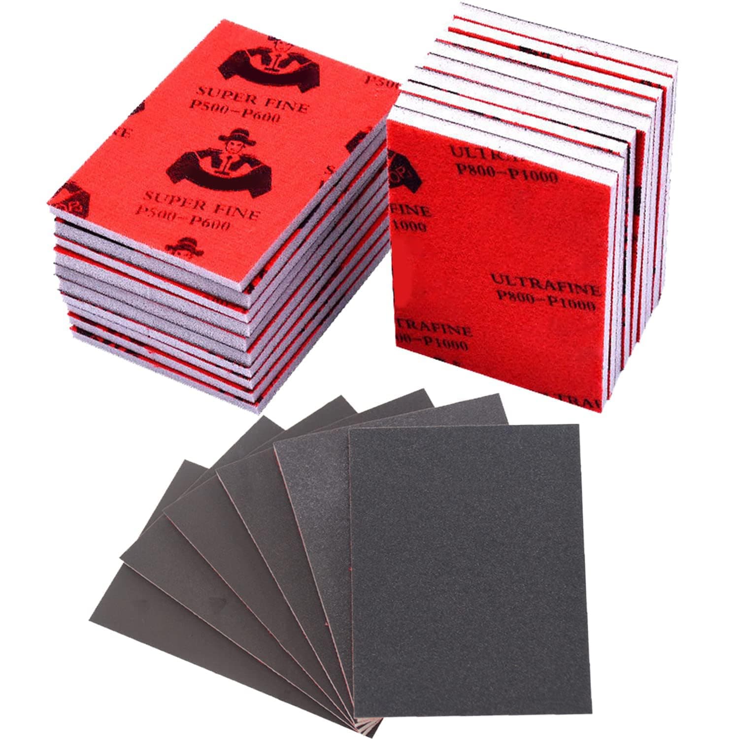 21 Pcs Sanding Sponge Set, 320-3000 Grit Ultra Fine Pads, Soft Foam Sand Blocks, Wet Dry Sandpaper for Polishing Model, Drywall, Metal, Wood Furniture