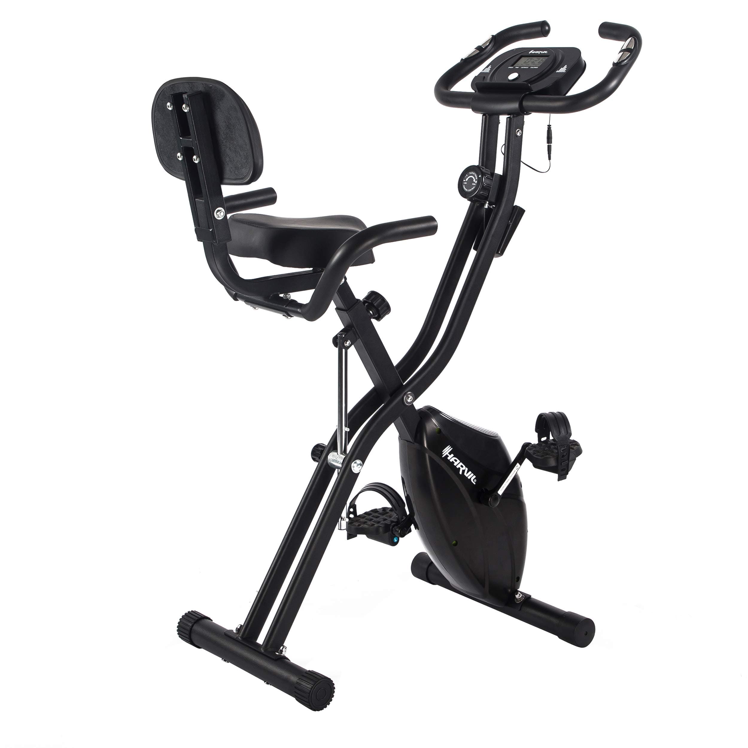 Harvil Foldable Magnetic Exercise Bike with 10-Level Adjustable Magnetic Resistance and Pulse Rate Sensors