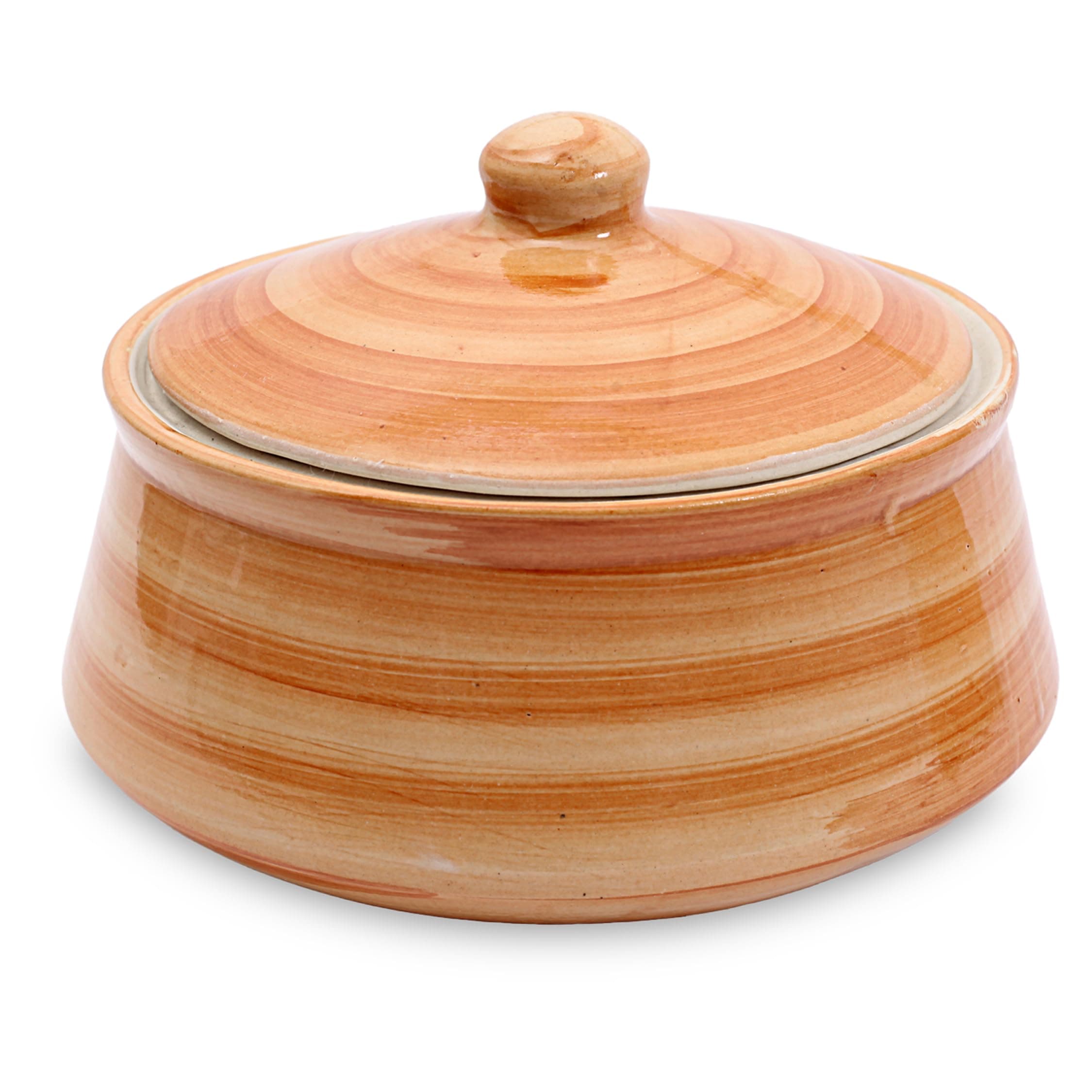 KALAKRITI Table Top Biryani Ceramic 2 LTR Handi with lid, Biryani Bowl Serveware Curd Setter, Sauce Pot, Serve for Dal, Curry, and Dining Tableware. (Pack of 1)