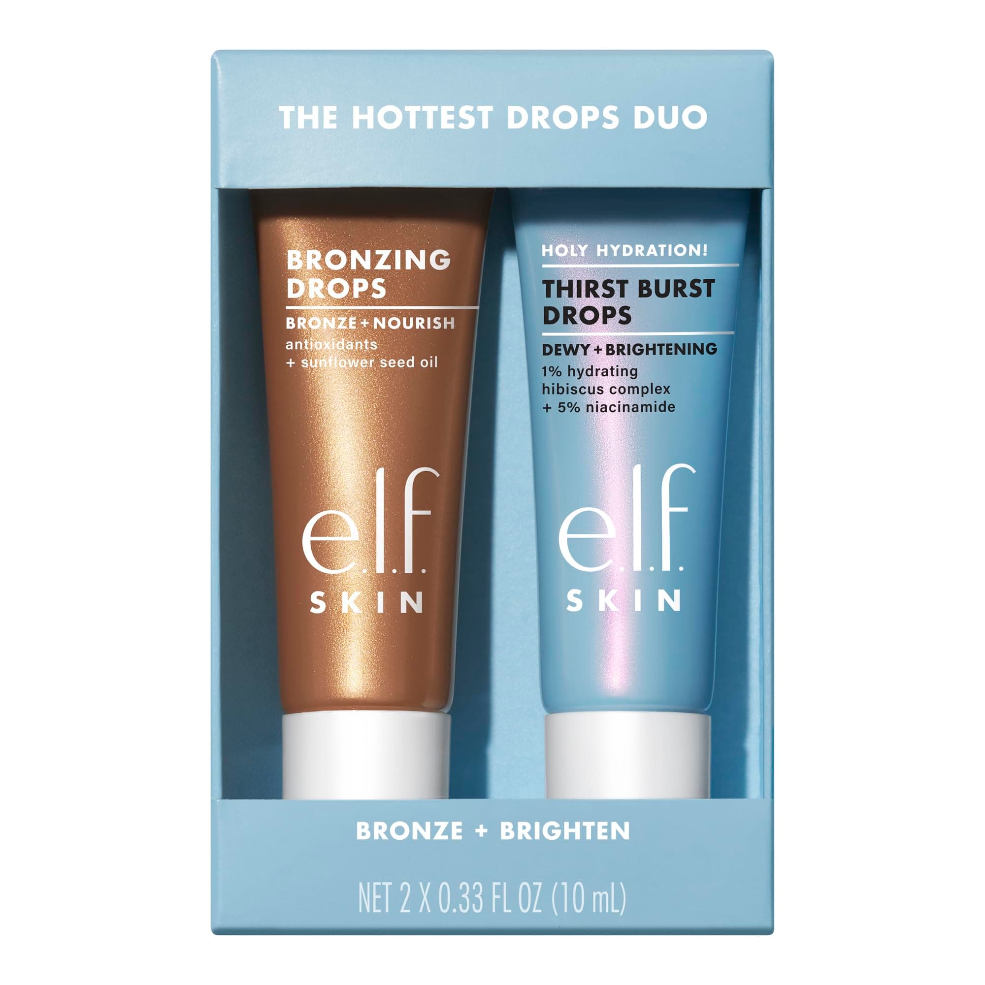 e.l.f. SKIN The Hottest Drops Duo, Holy Hydration! Thirst Burst & Bronzing Skincare Set, For A Dewy, Sun-Kissed Look, Vegan & Cruelty-Free